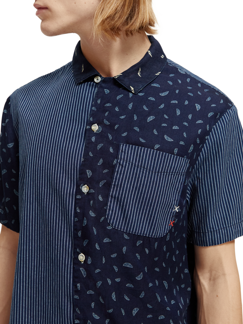 Scotch & Soda - Patchwork Camp SS Shirt - Indigo Allover