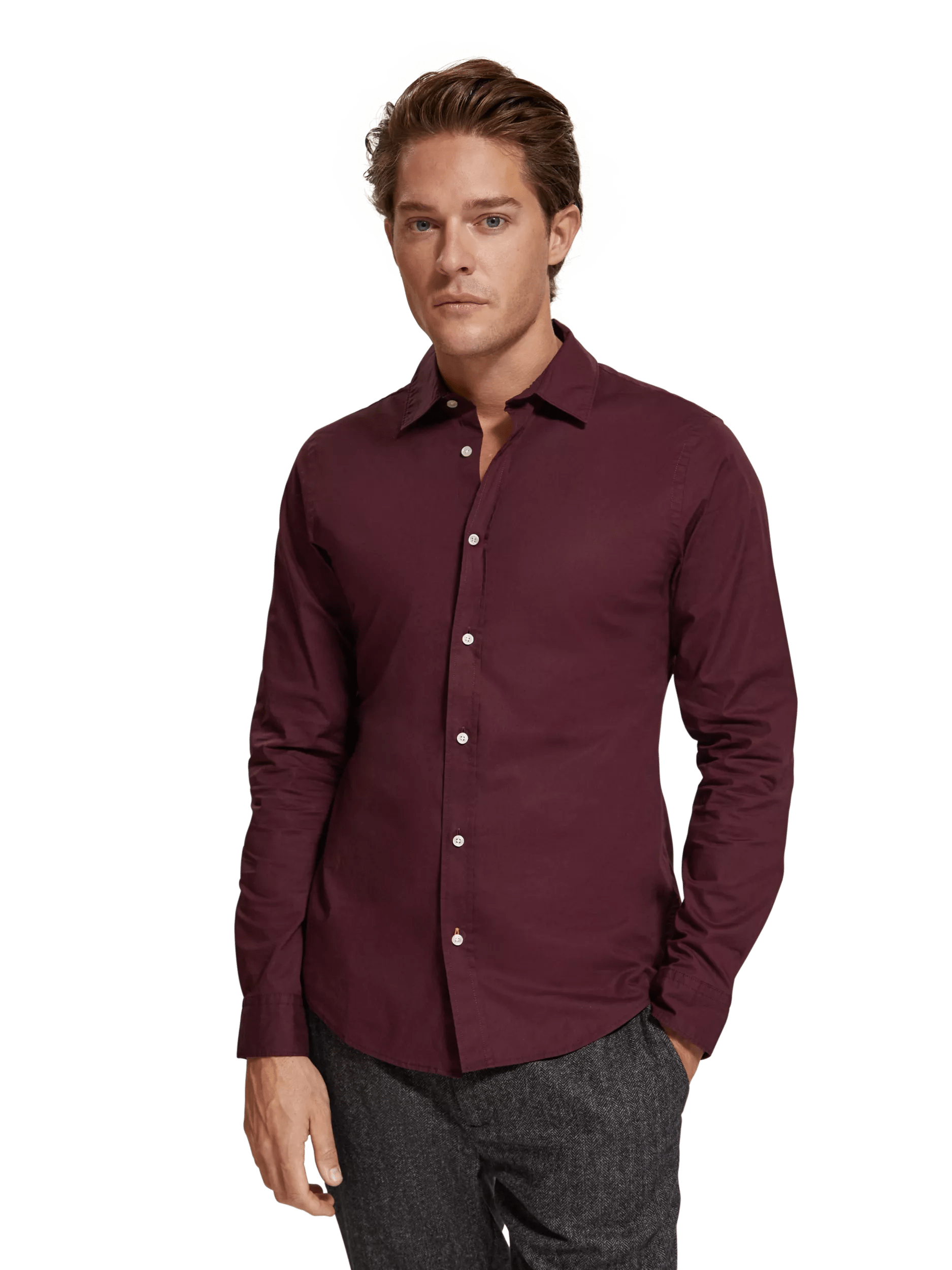 Scotch & Soda - Slim Fit Poplin Shirt - Berry Wine