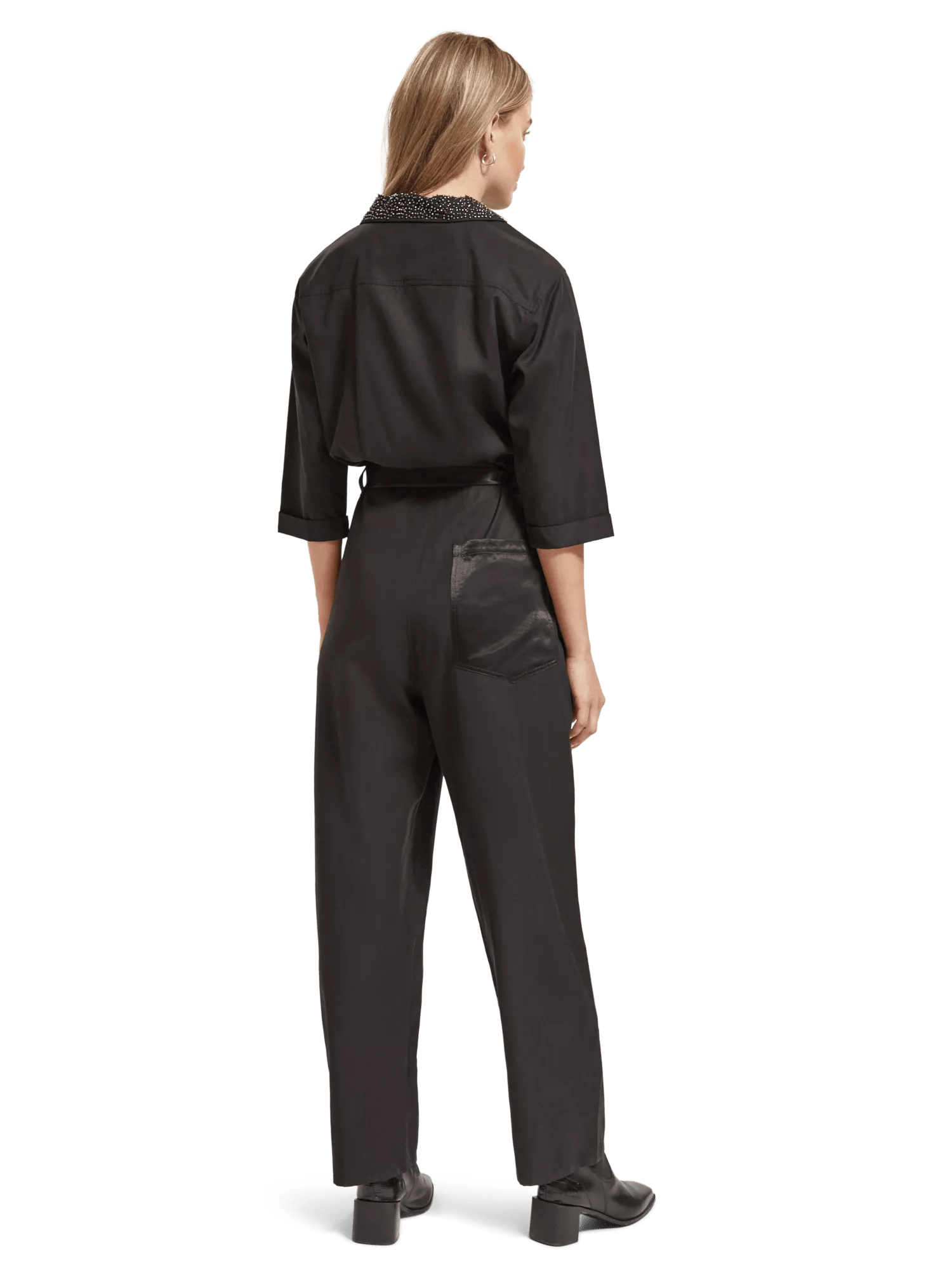 Maison Scotch - Beaded Collar Jumpsuit - Evening Black