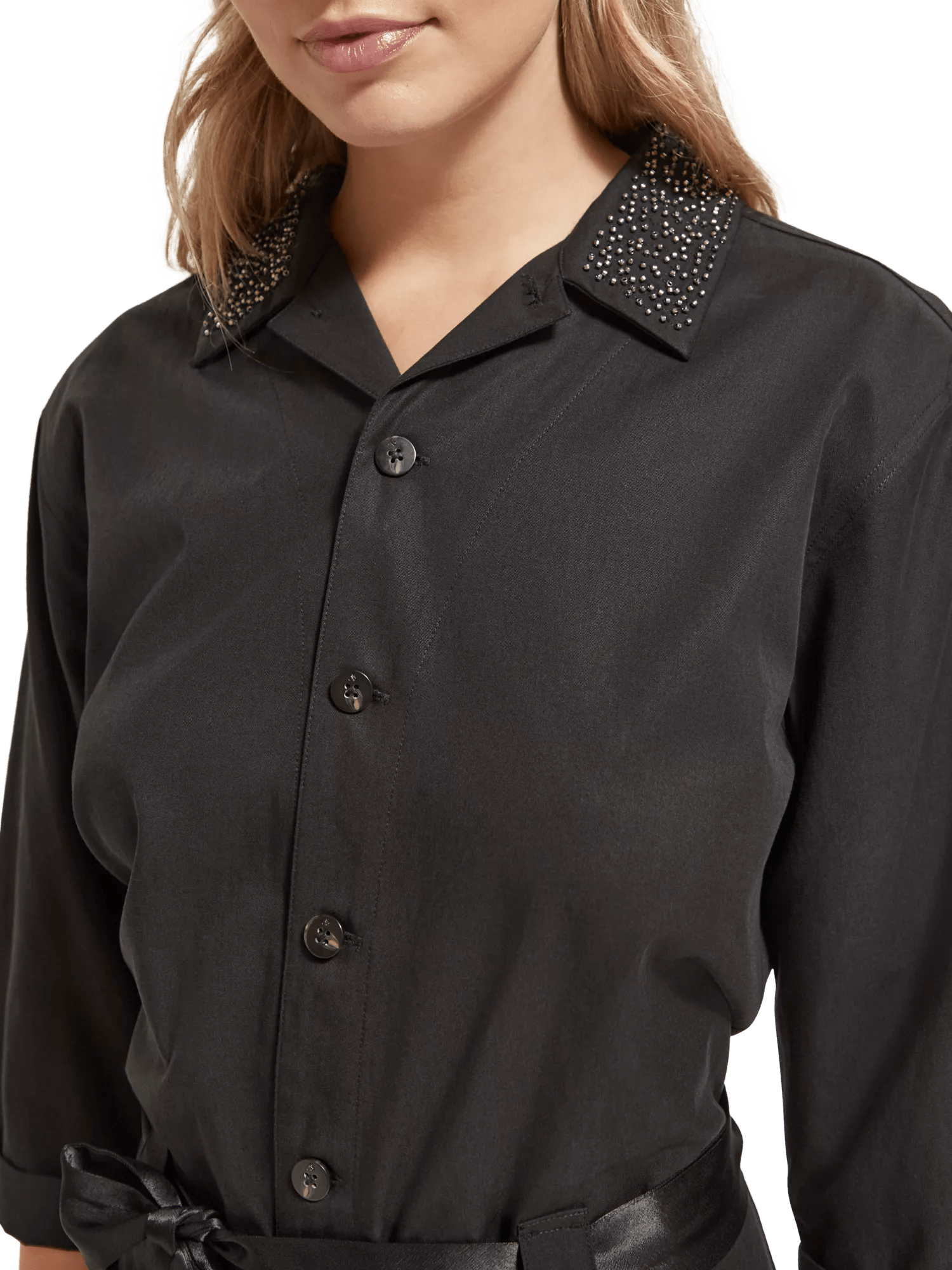 Maison Scotch - Beaded Collar Jumpsuit - Evening Black
