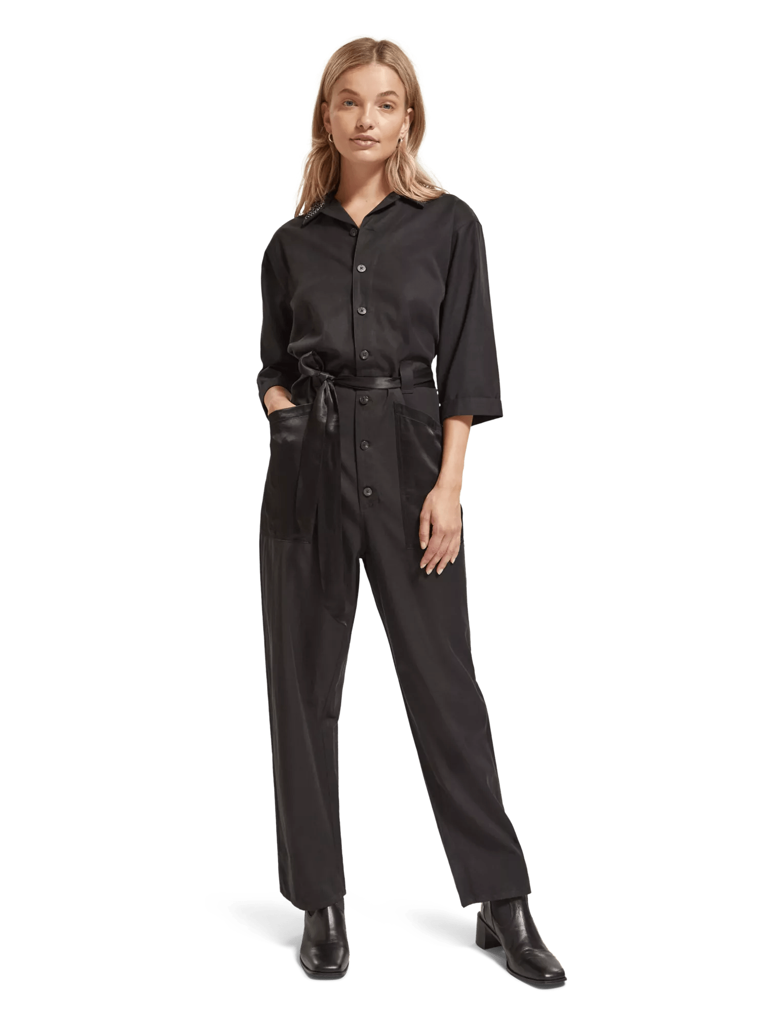 Maison Scotch - Beaded Collar Jumpsuit - Evening Black