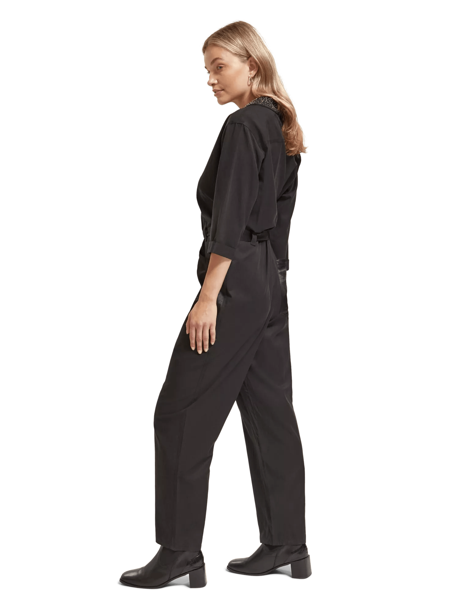 Maison Scotch - Beaded Collar Jumpsuit - Evening Black