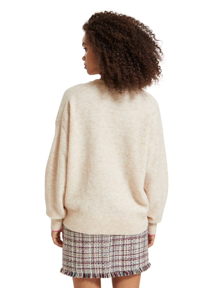 Maison Scotch - Fuzzy Crew Neck Pullover - Sand Melange