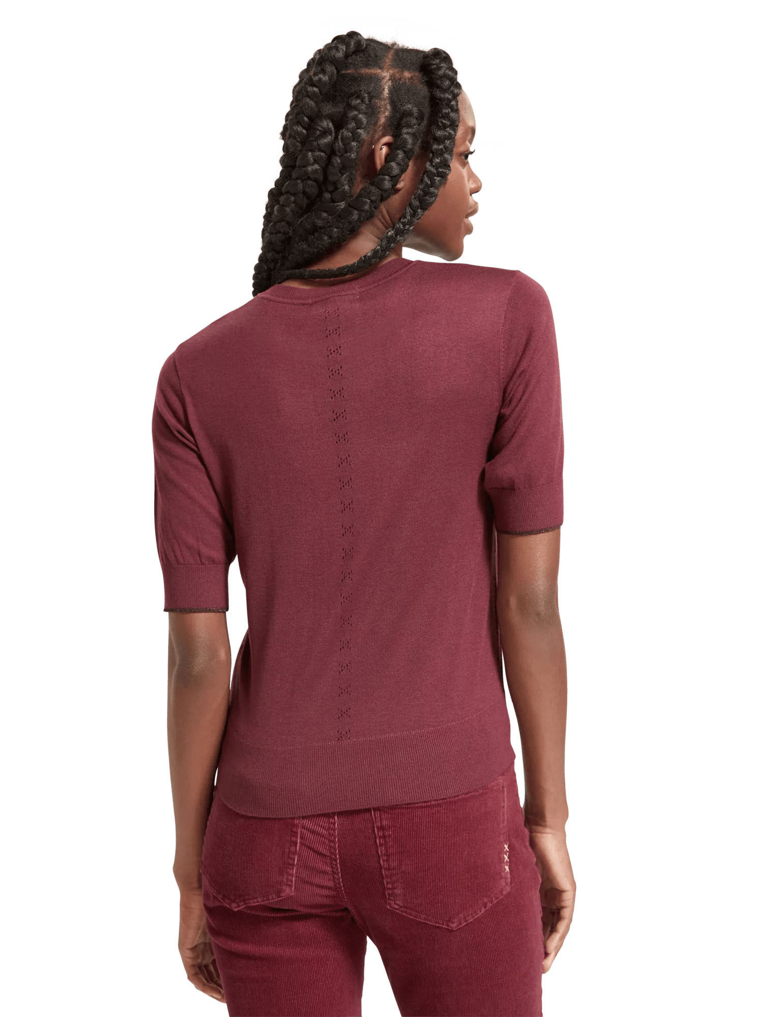 Maison Scotch - Short Sleeved Crewneck Sweater - Bordeaux