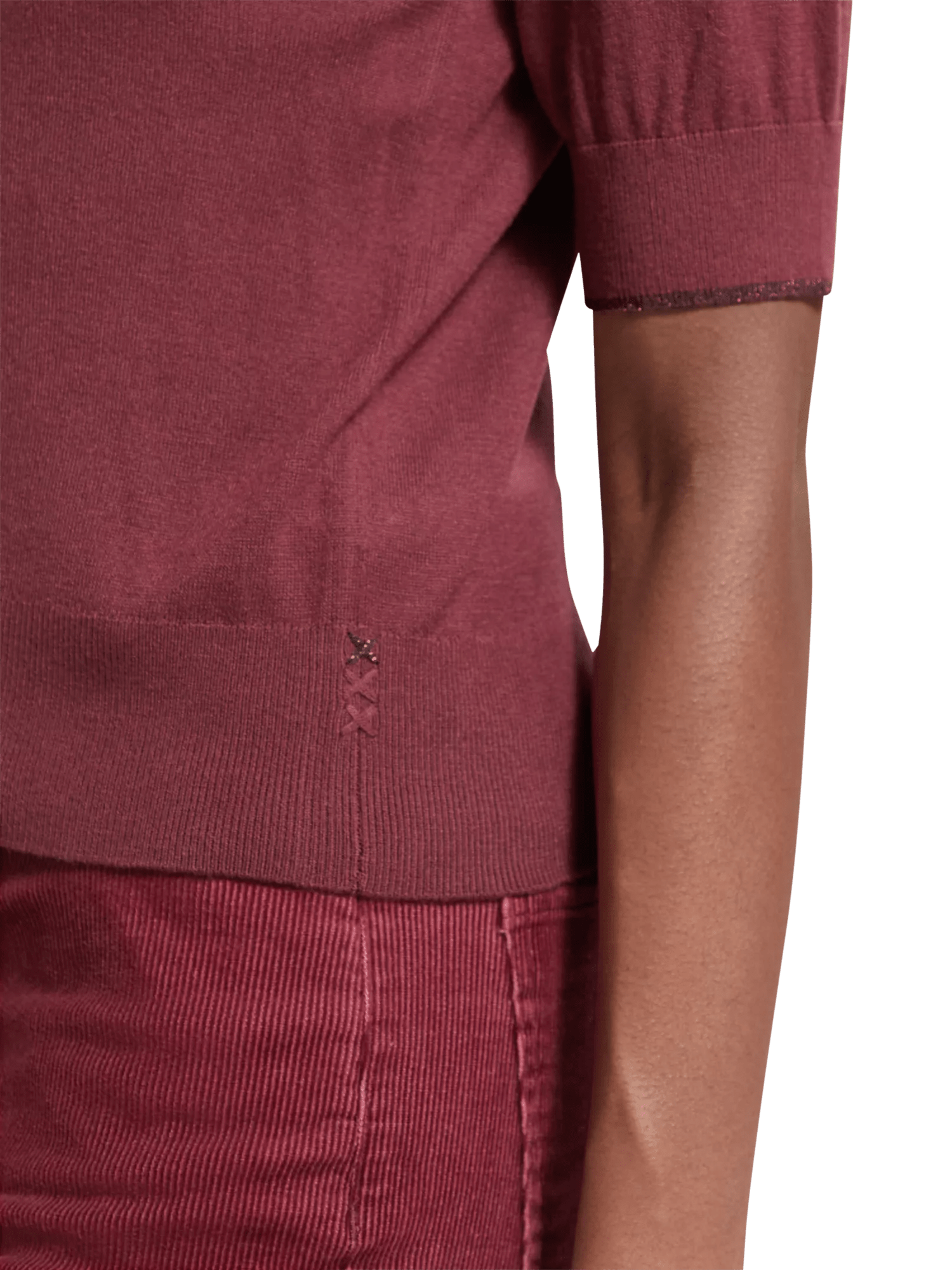 Maison Scotch - Short Sleeved Crewneck Sweater - Bordeaux