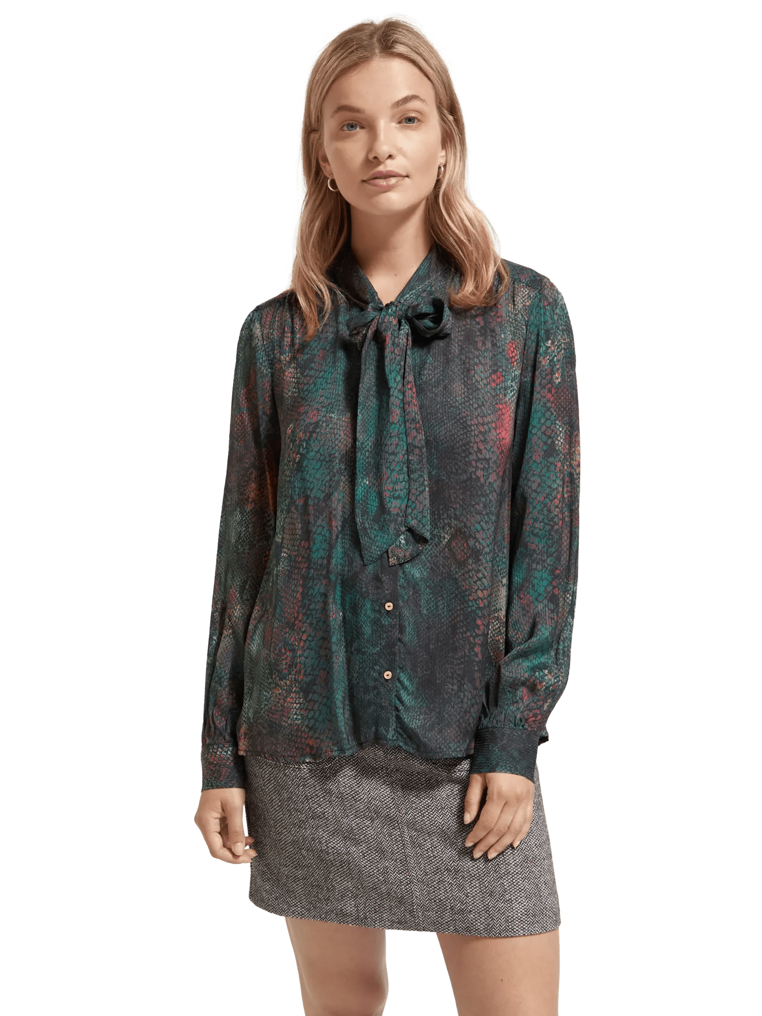 Maison Scotch - Tie Neck LS Shirt - Snake