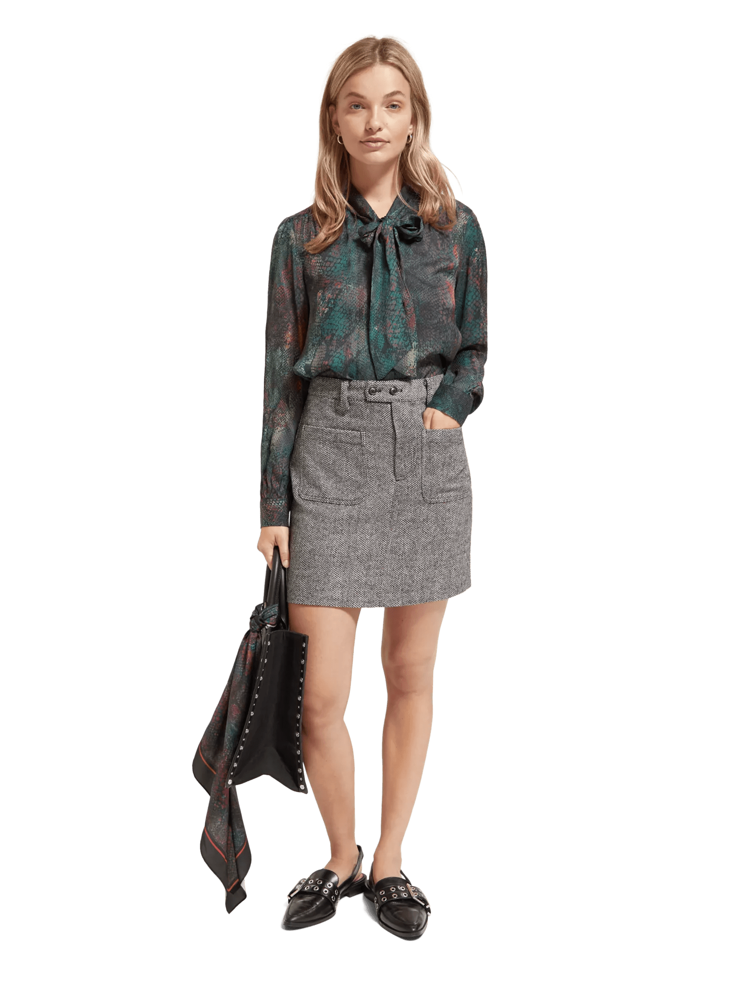 Maison Scotch - Tie Neck LS Shirt - Snake