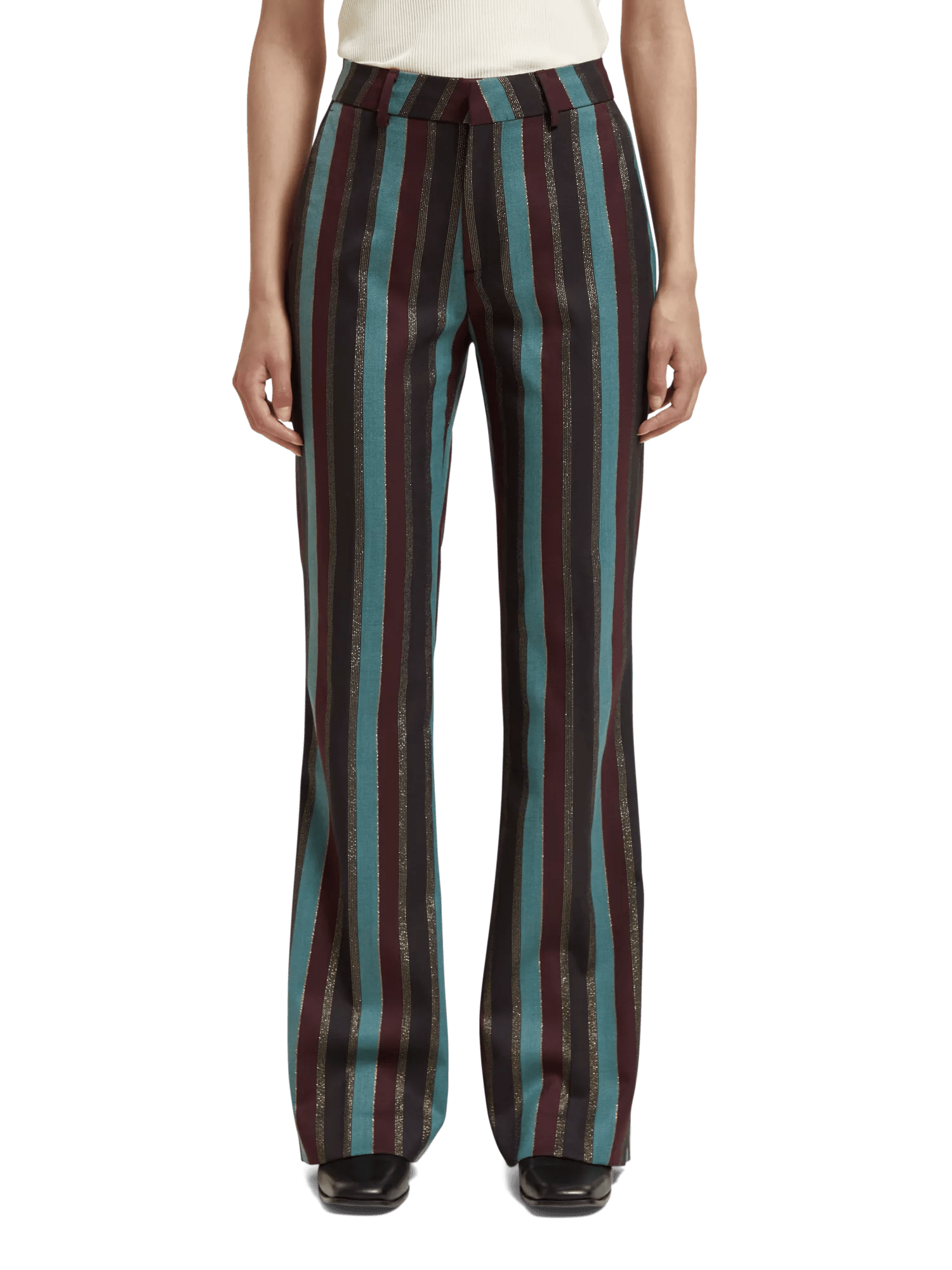 Maison Scotch - High Rise Flare Pant - Heritage Lurex Stripe