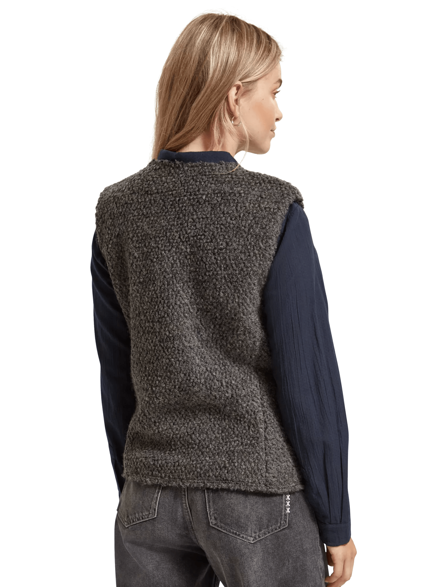 Maison Scotch - Wool-Blended Biker Gilet - Charcoal Melange
