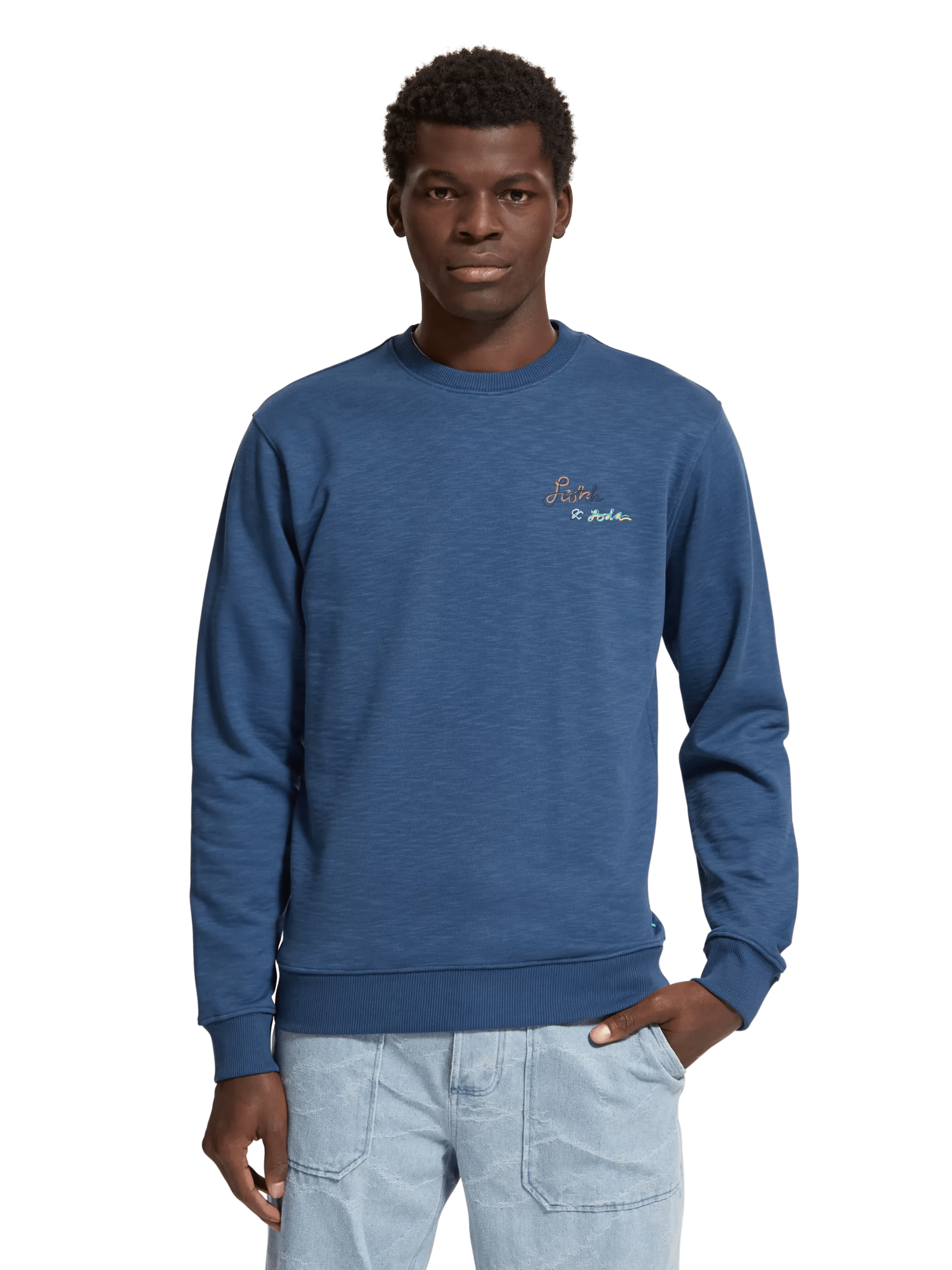 Scotch & Soda - Graphic Crewneck Sweatshirt - Ocean Blue