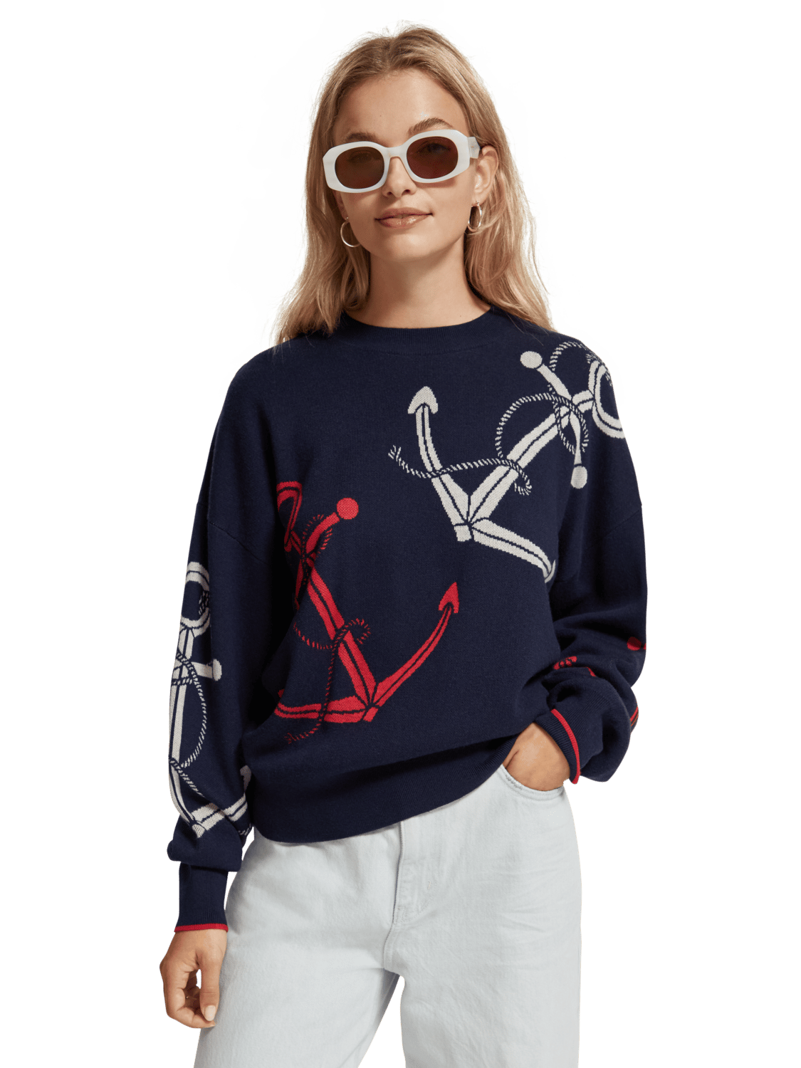 Maison Scotch - Anchor Jacquard Pullover - Navy Blue