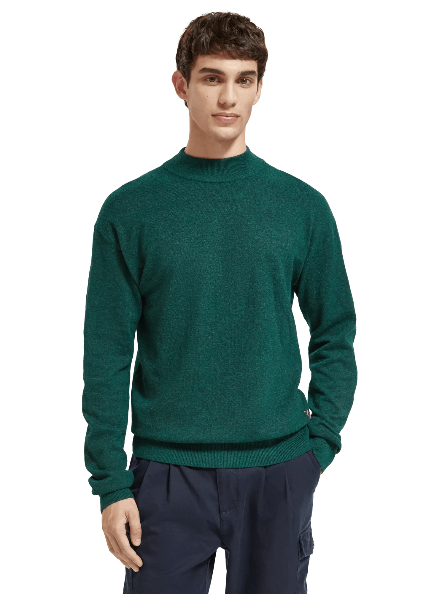 Scotch & Soda - Dropped Shoulder Mock Neck Sweater - Artic Teal
