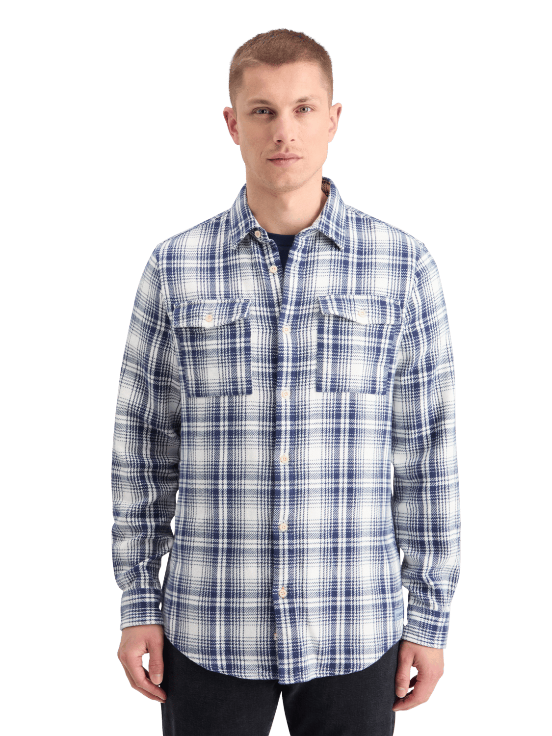 Scotch & Soda - Regular Fit Flannel Check Shirt - Blue White Check