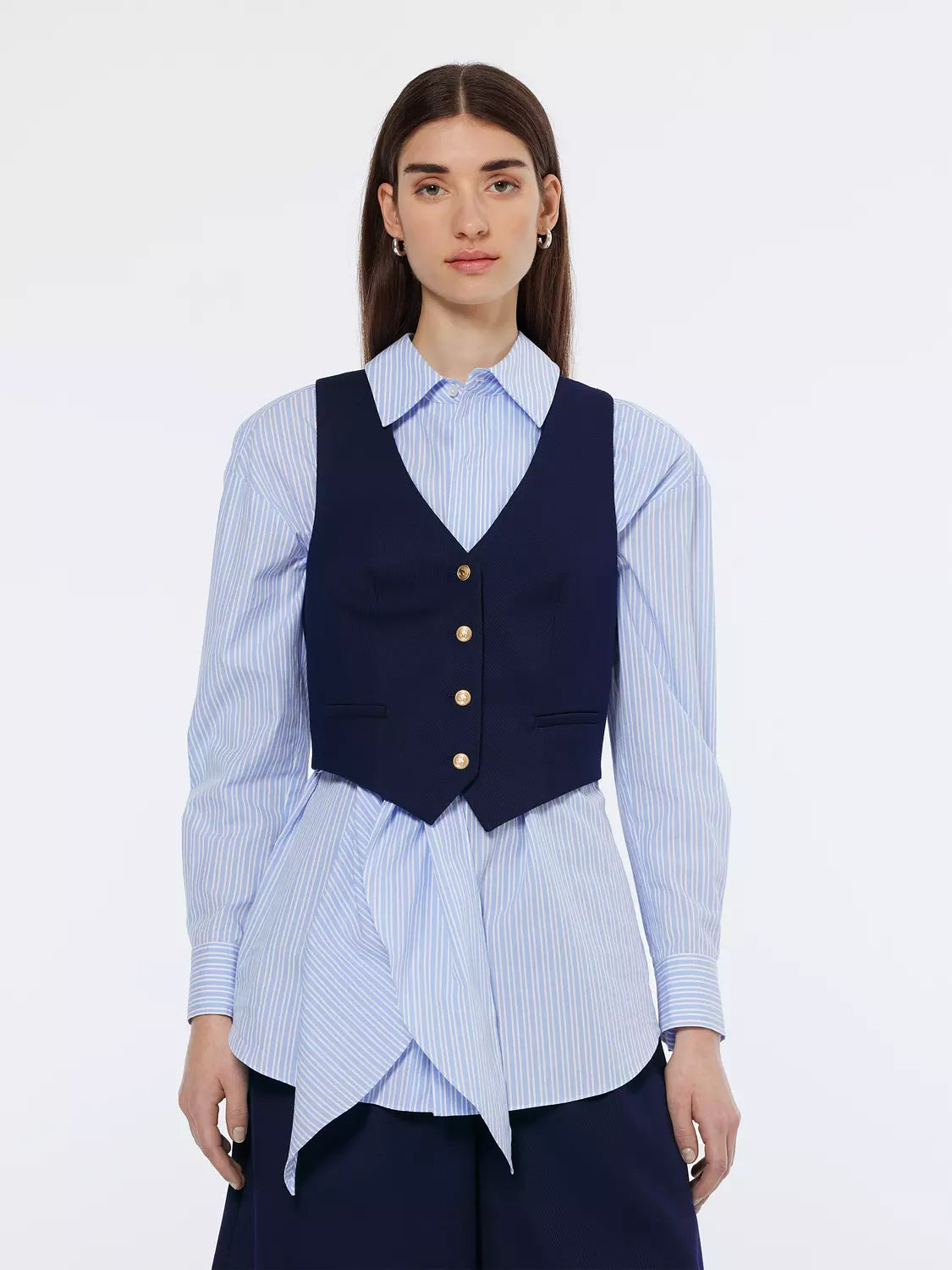 Maison Scotch - Cross Back Gabardine Twill Waistcoat - Navy