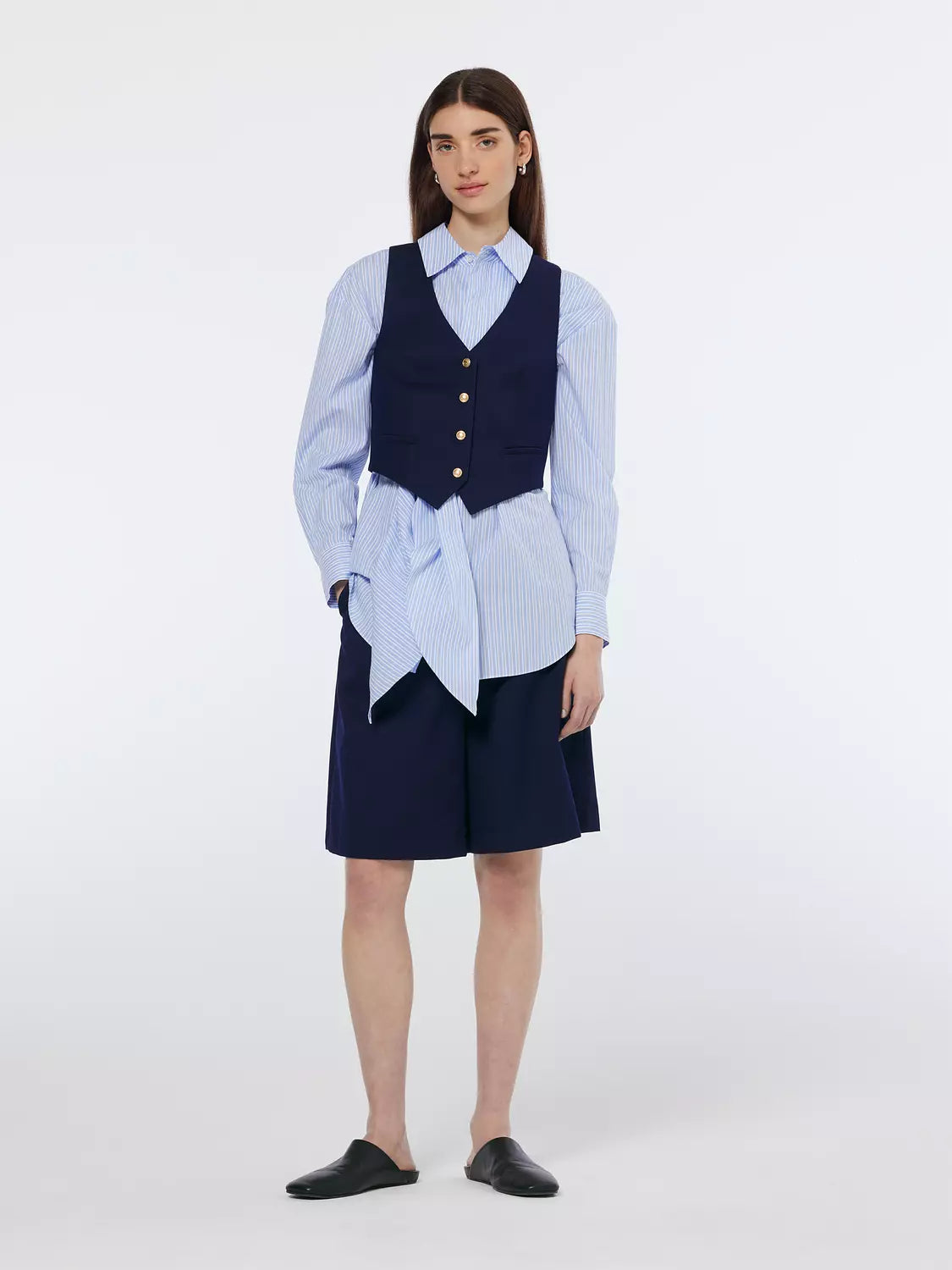 Maison Scotch - Cross Back Gabardine Twill Waistcoat - Navy