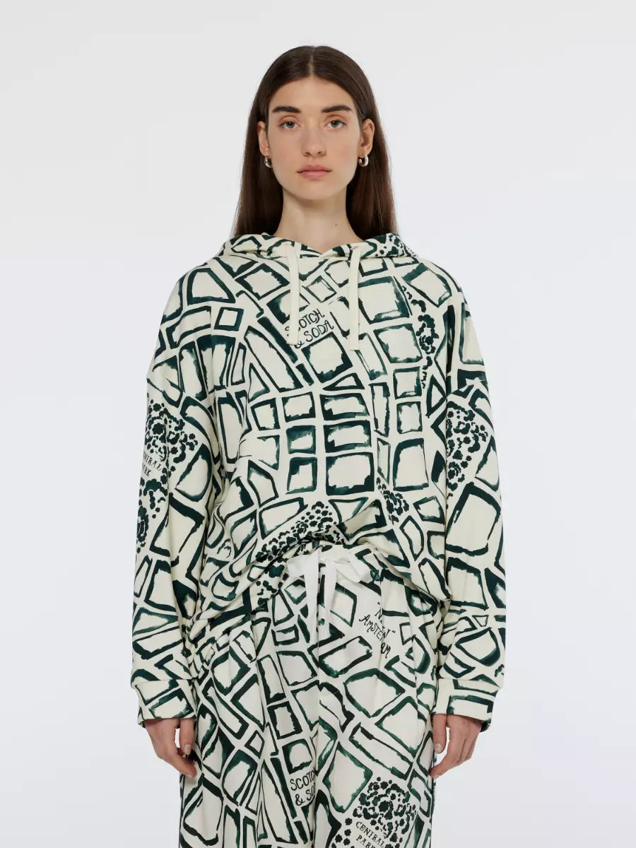 Maison Scotch - Allover Printed Hoodie - Nieuw Amsterdam City Soft Ice