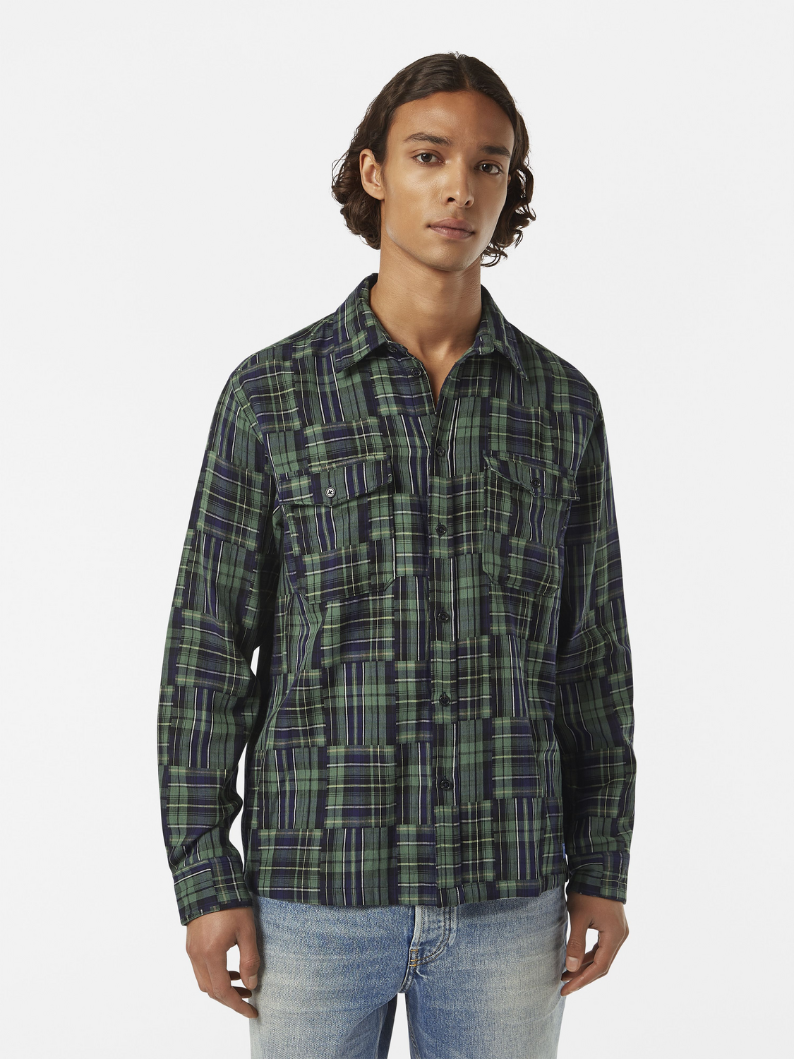 Scotch & Soda - Relaxed Fit Patchwork Shirt - Navy Check