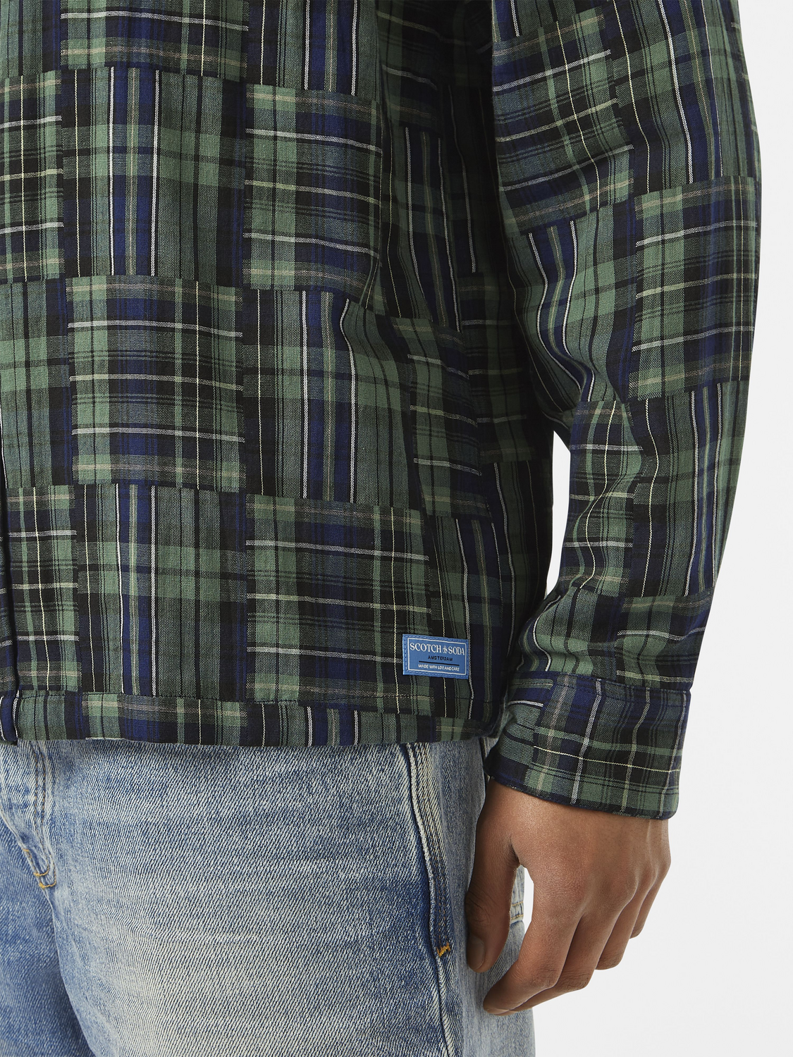 Scotch & Soda - Relaxed Fit Patchwork Shirt - Navy Check