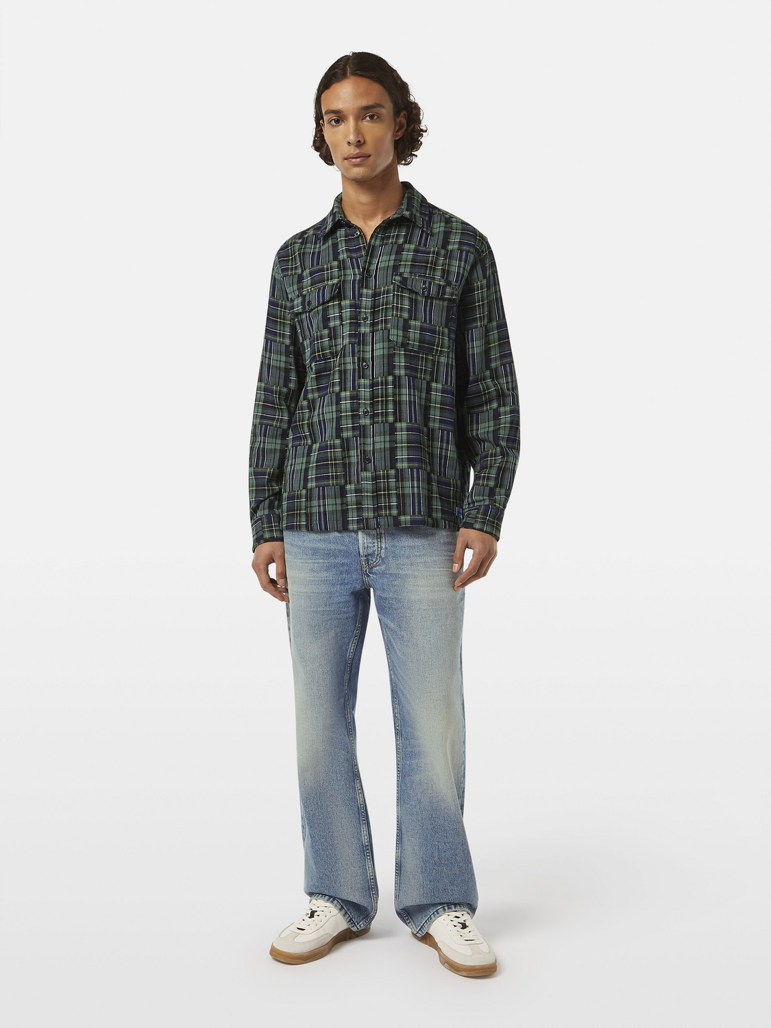 Scotch & Soda - Relaxed Fit Patchwork Shirt - Navy Check