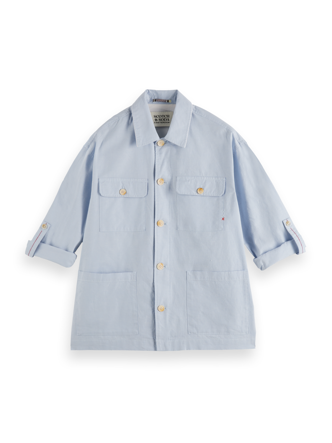 Scotch & Soda - Relaxed Fit Cotton-Linen Shirt Jacket - Light Shirting Blue