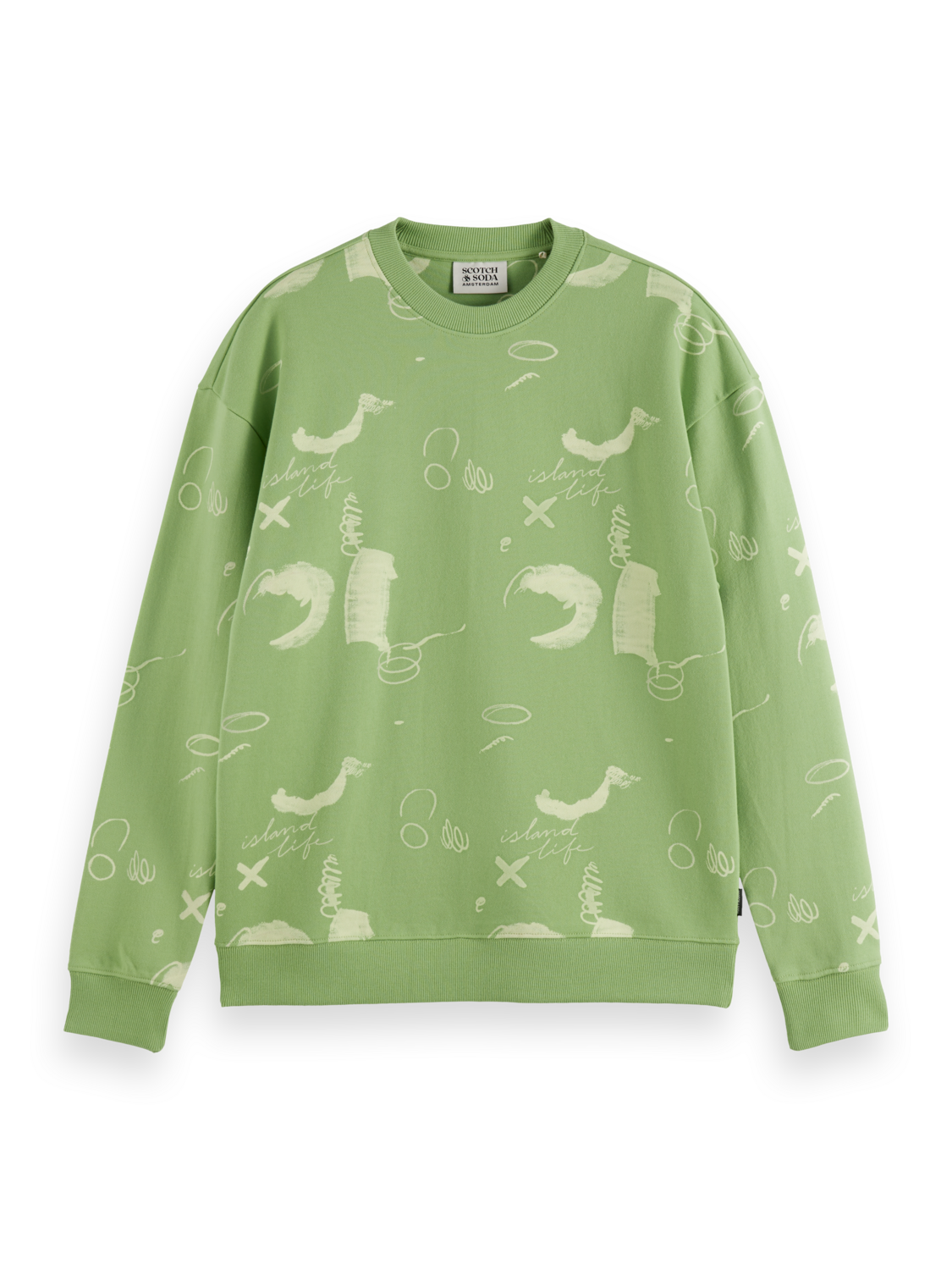 Scotch & Soda - Relaxed Fit Printed Sweatshirt - Abstract Green