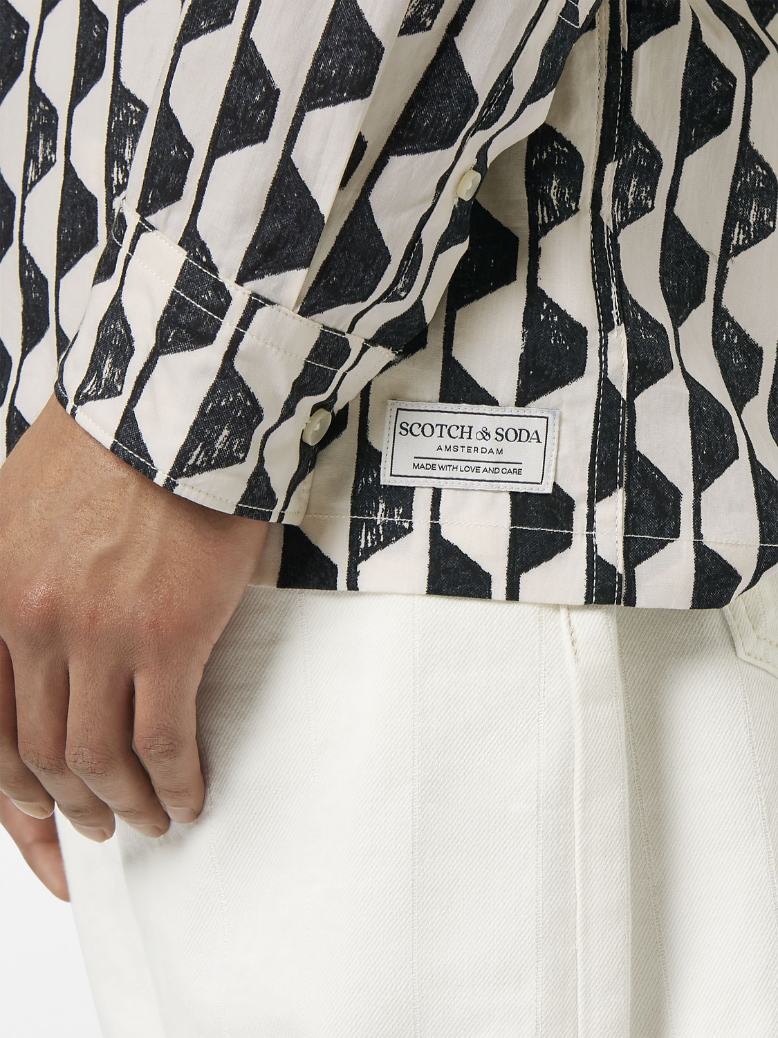 Scotch & Soda - Geo Print Regular Fit Shirt - Imagine White Stripe