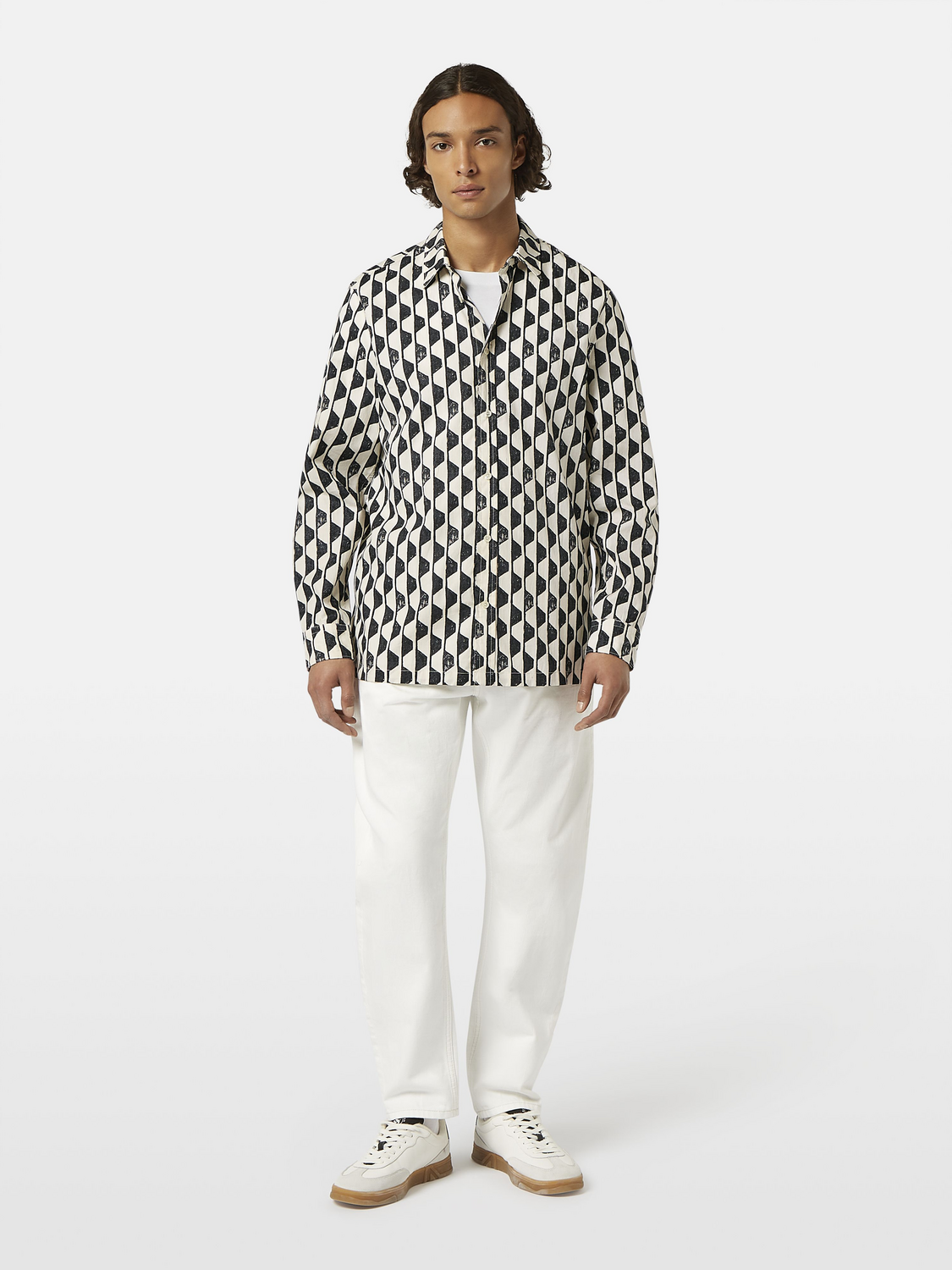 Scotch & Soda - Geo Print Regular Fit Shirt - Imagine White Stripe