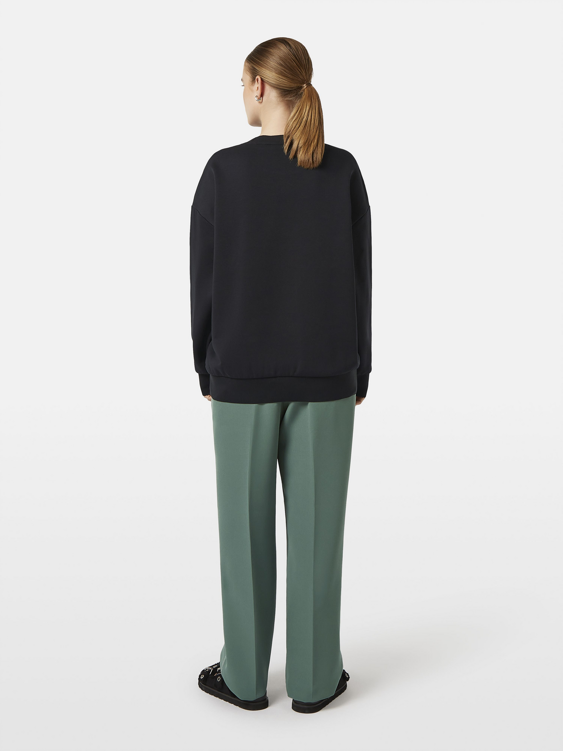 Maison Scotch - Foil Print Oversized Sweatshirt - Black
