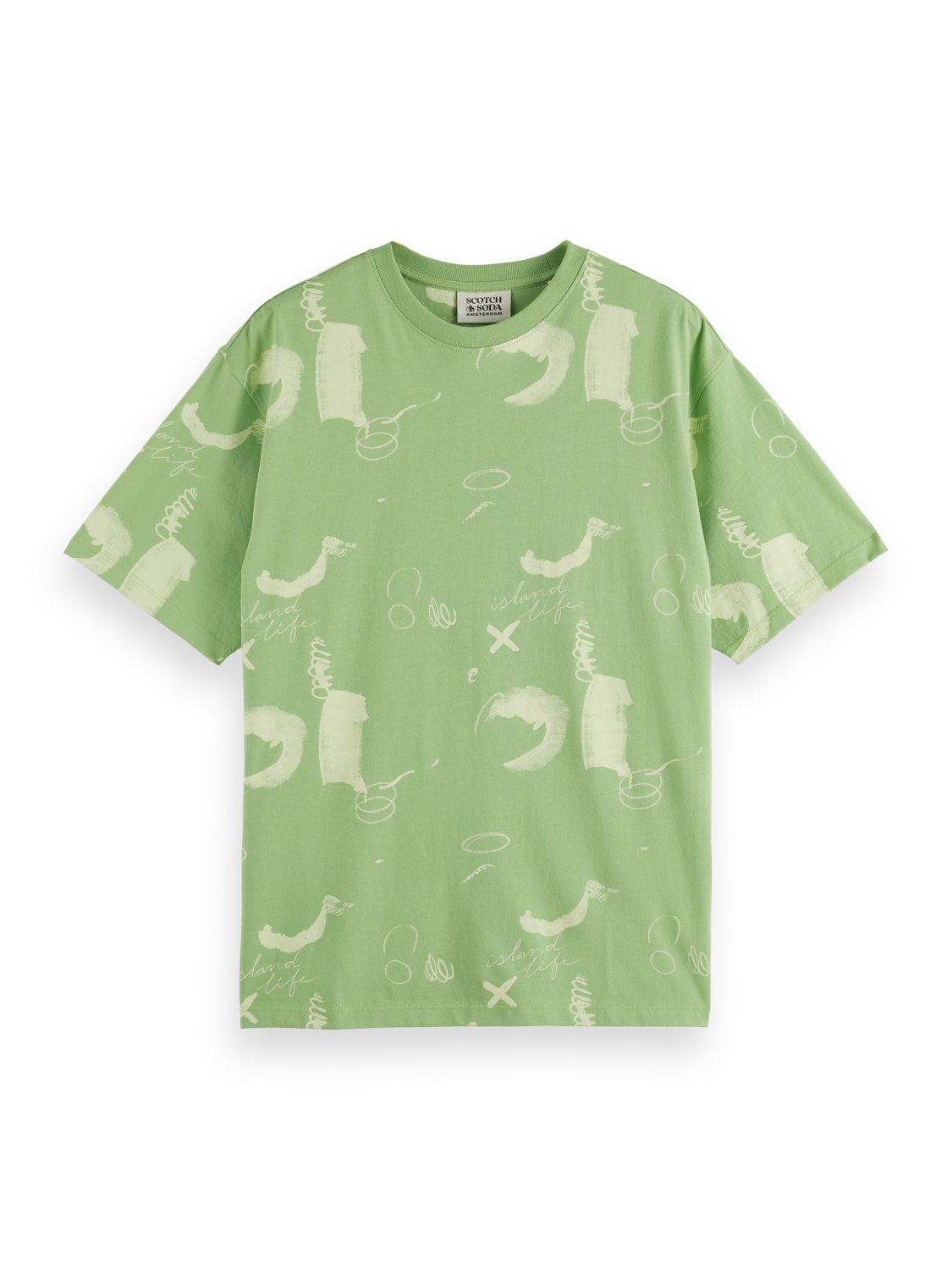 Scotch & Soda - Relaxed Fit Printed Tee - Abstract Green