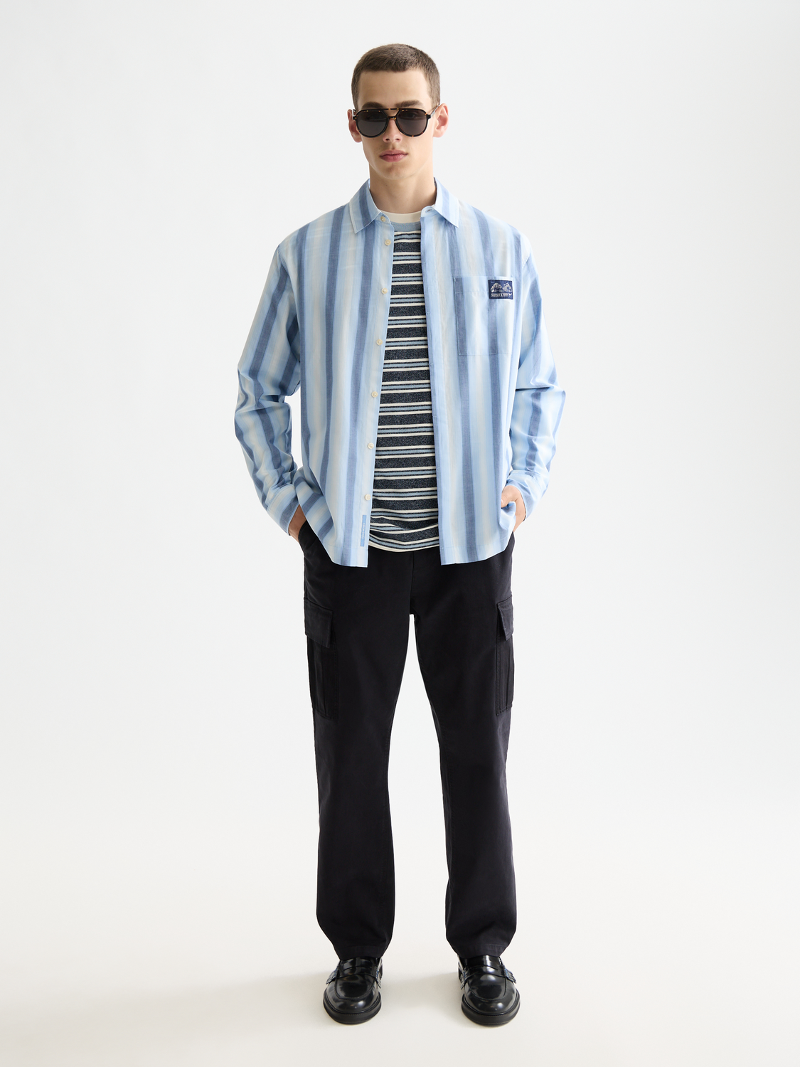 Scotch & Soda - Shadow-Stripe Relaxed Fit Shirt - Peacoat Shadow Stripe