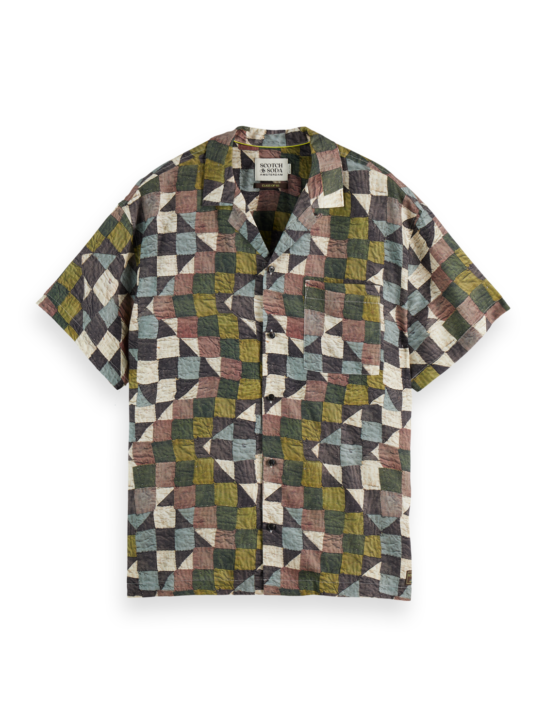Scotch & Soda - Printed SS Shirt - Zig Zag Patchwork Multi