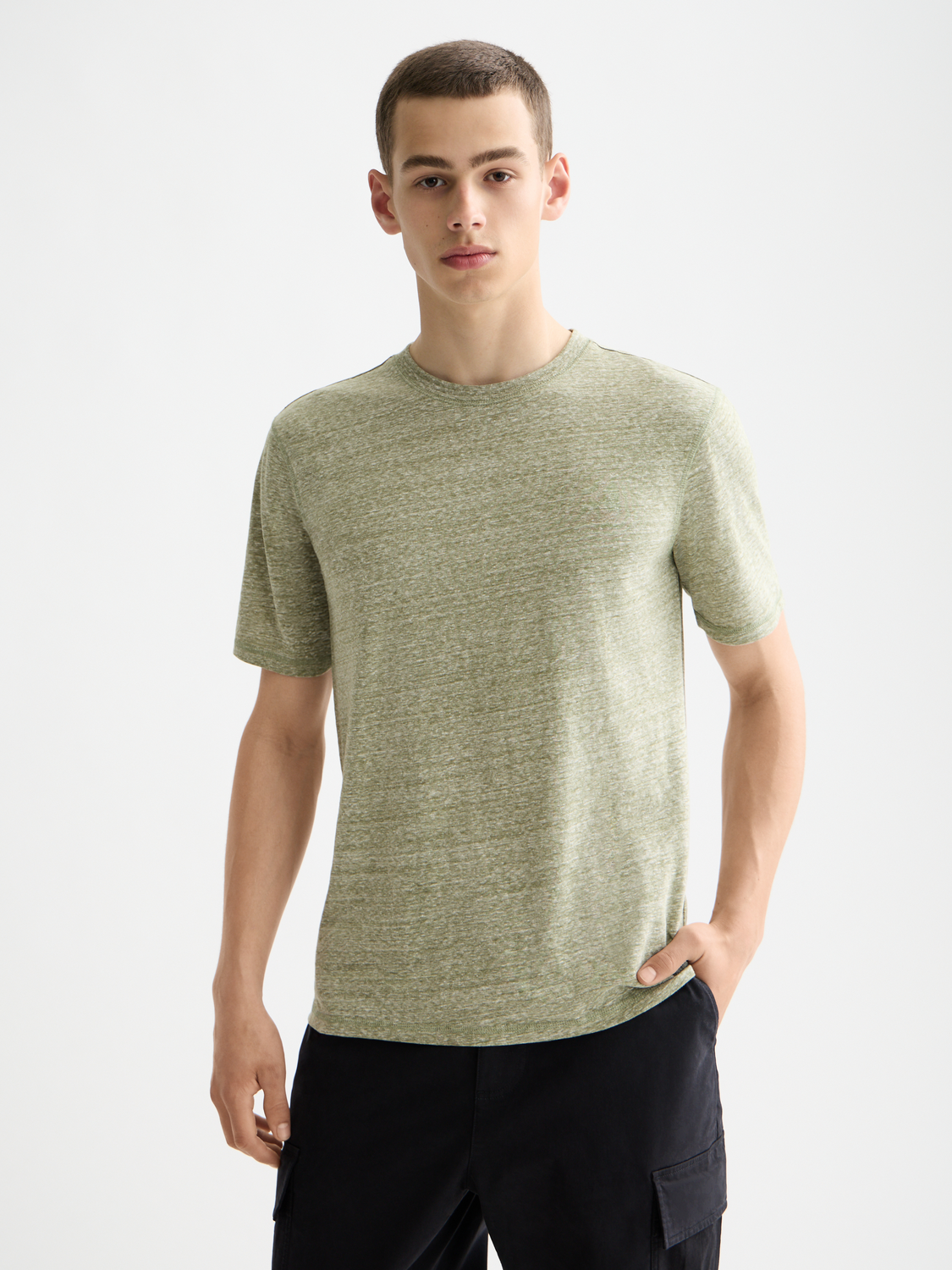 Scotch & Soda - Regular Fit Melange Tee - Calla Green Melange