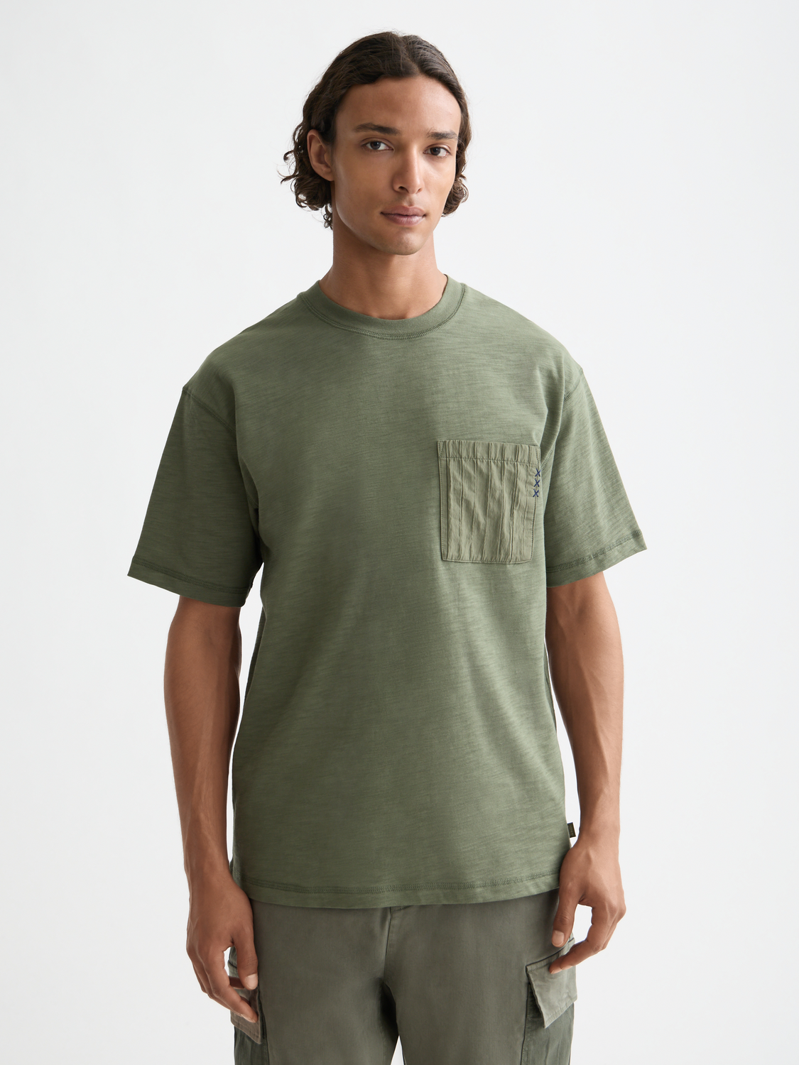 Scotch & Soda - Relaxed Fit Patchwork Pocket Tee - Thyme