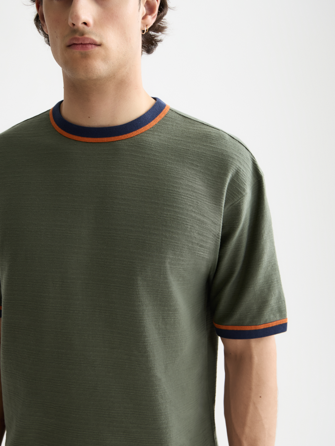 Scotch & Soda - Relaxed Fit Bound Neckline Tee - Thyme