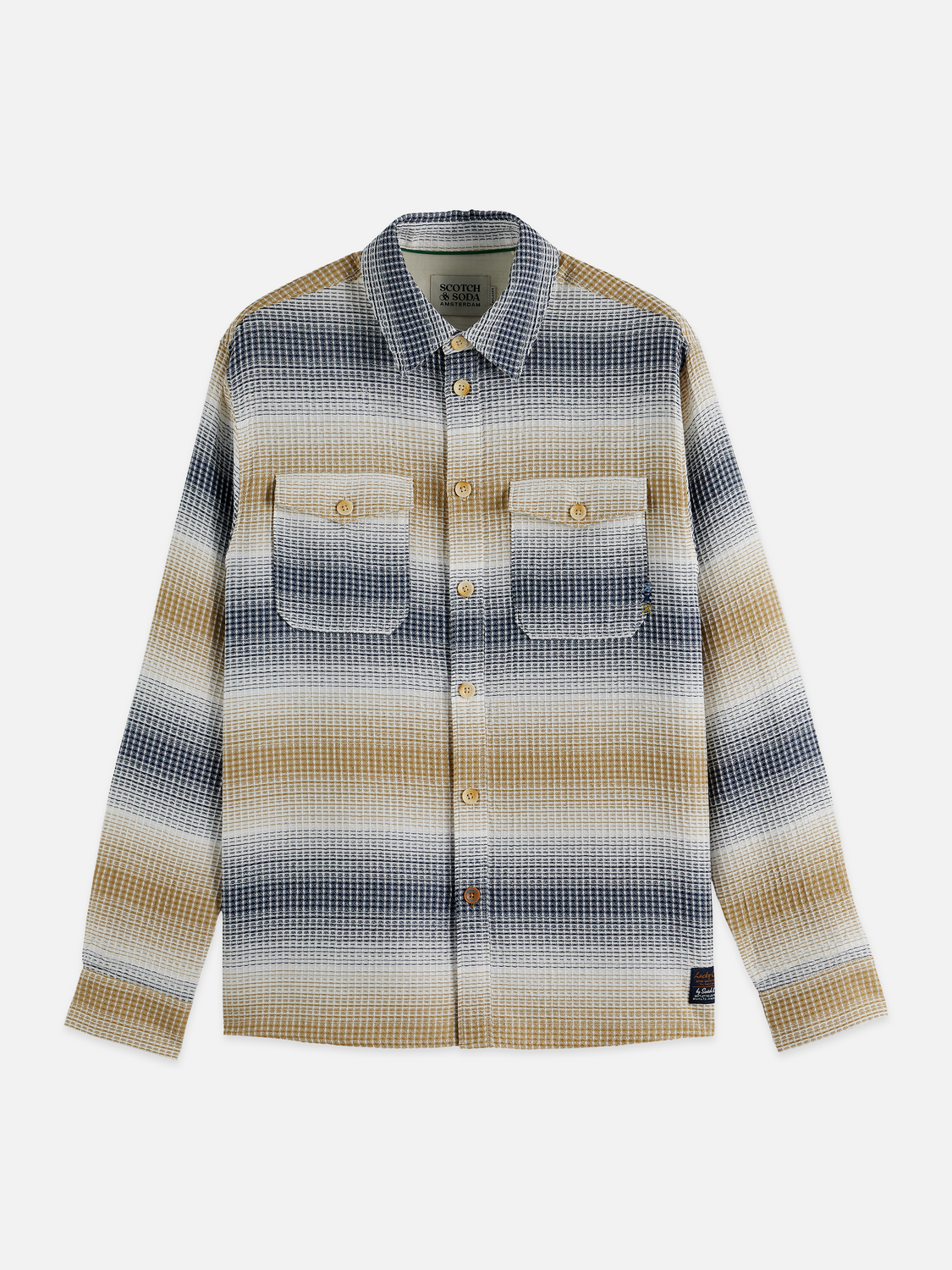 Scotch & Soda - Waffle Structure Stripe Shirt - Oceana Infinity Stripe