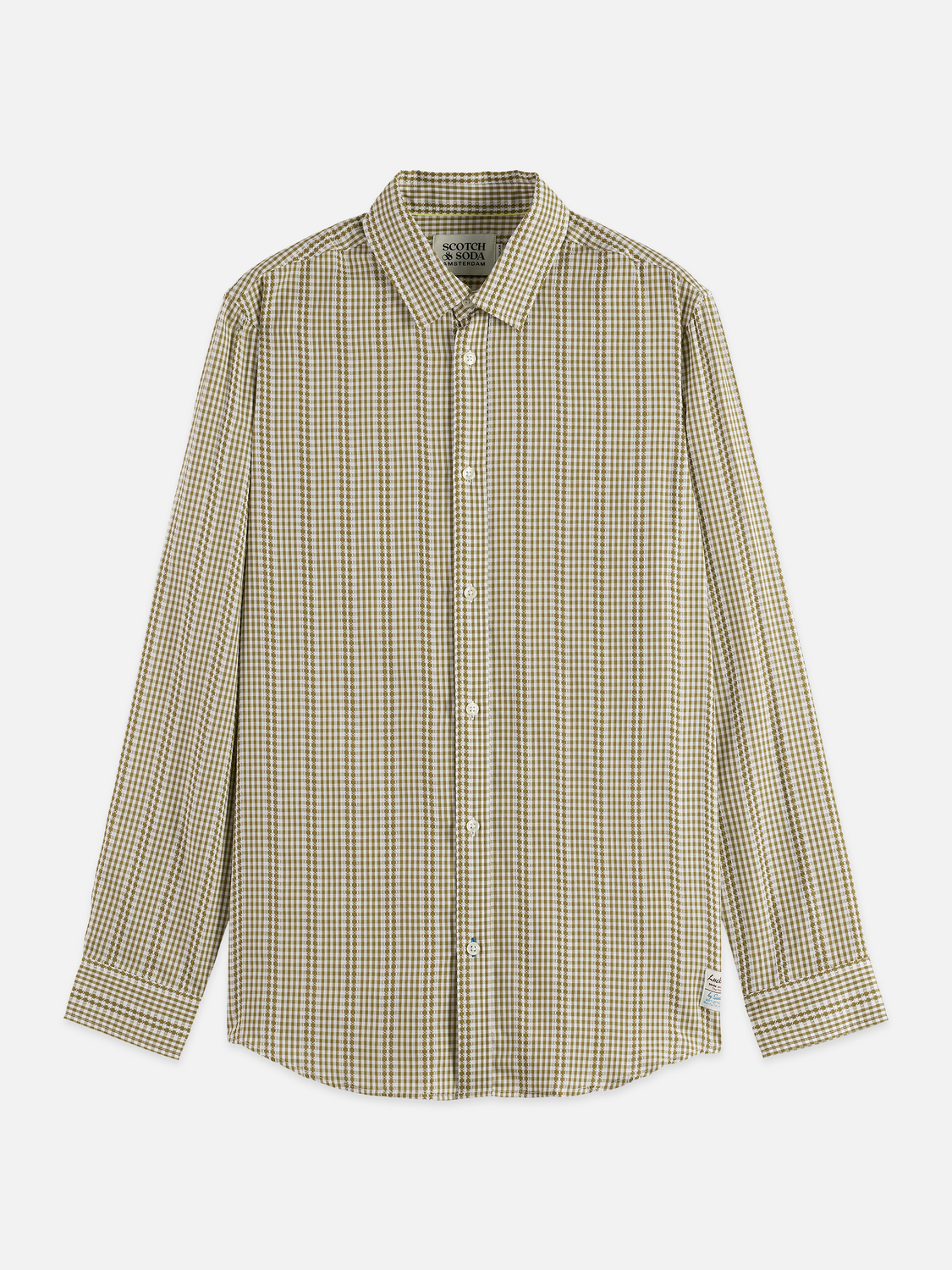 Scotch & Soda - Microcheck Poplin Shirt - Green Moss Micro Check
