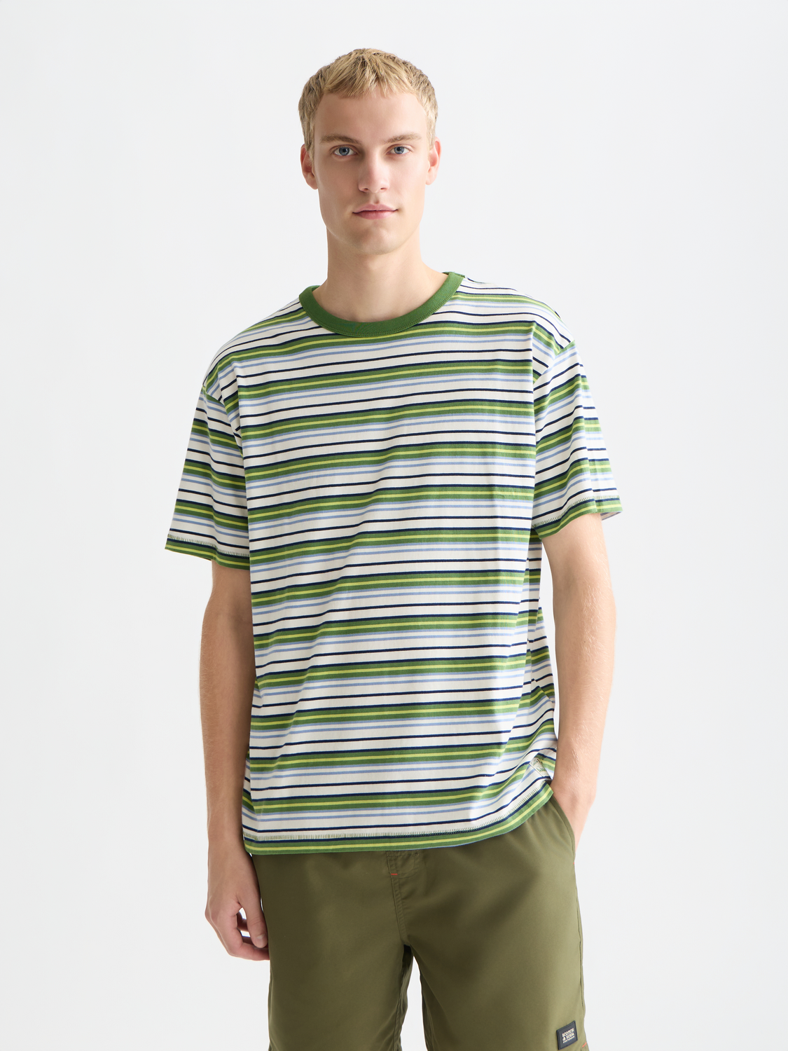 Scotch & Soda - Relaxed Fit Yarn-Dyed Tee - Garden Green Stripe