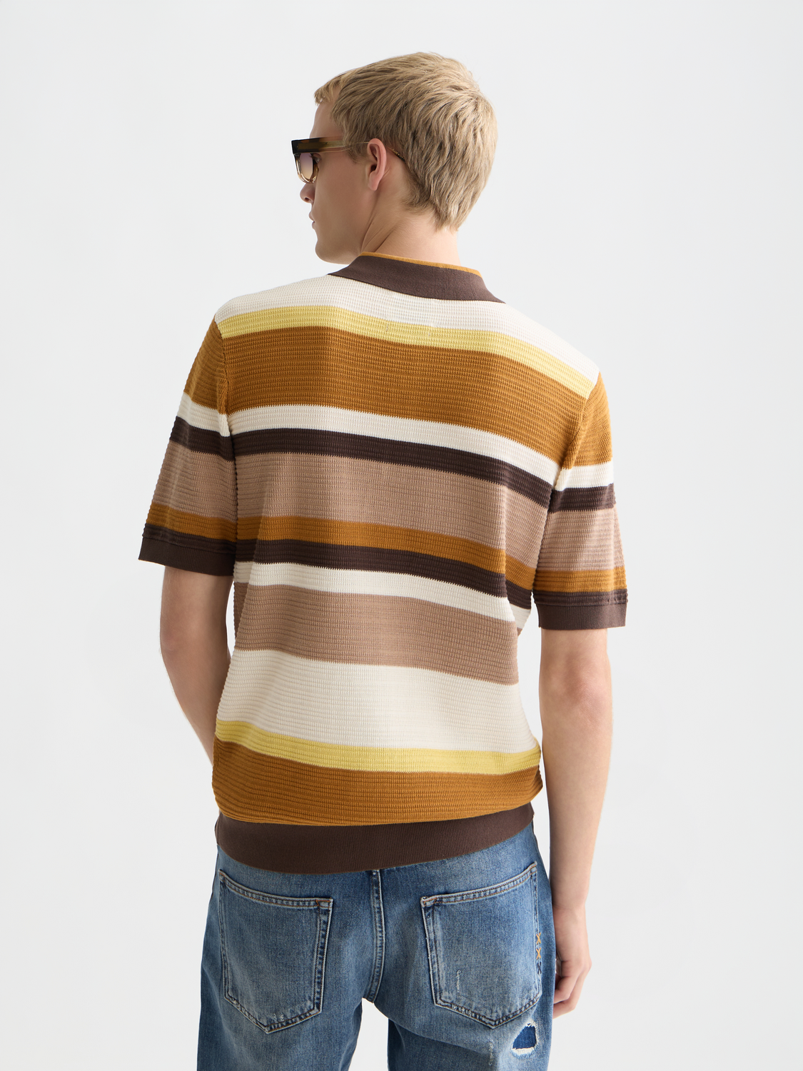 Scotch & Soda - Structured Striped Knitted Polo - Cathay Spice Stripe