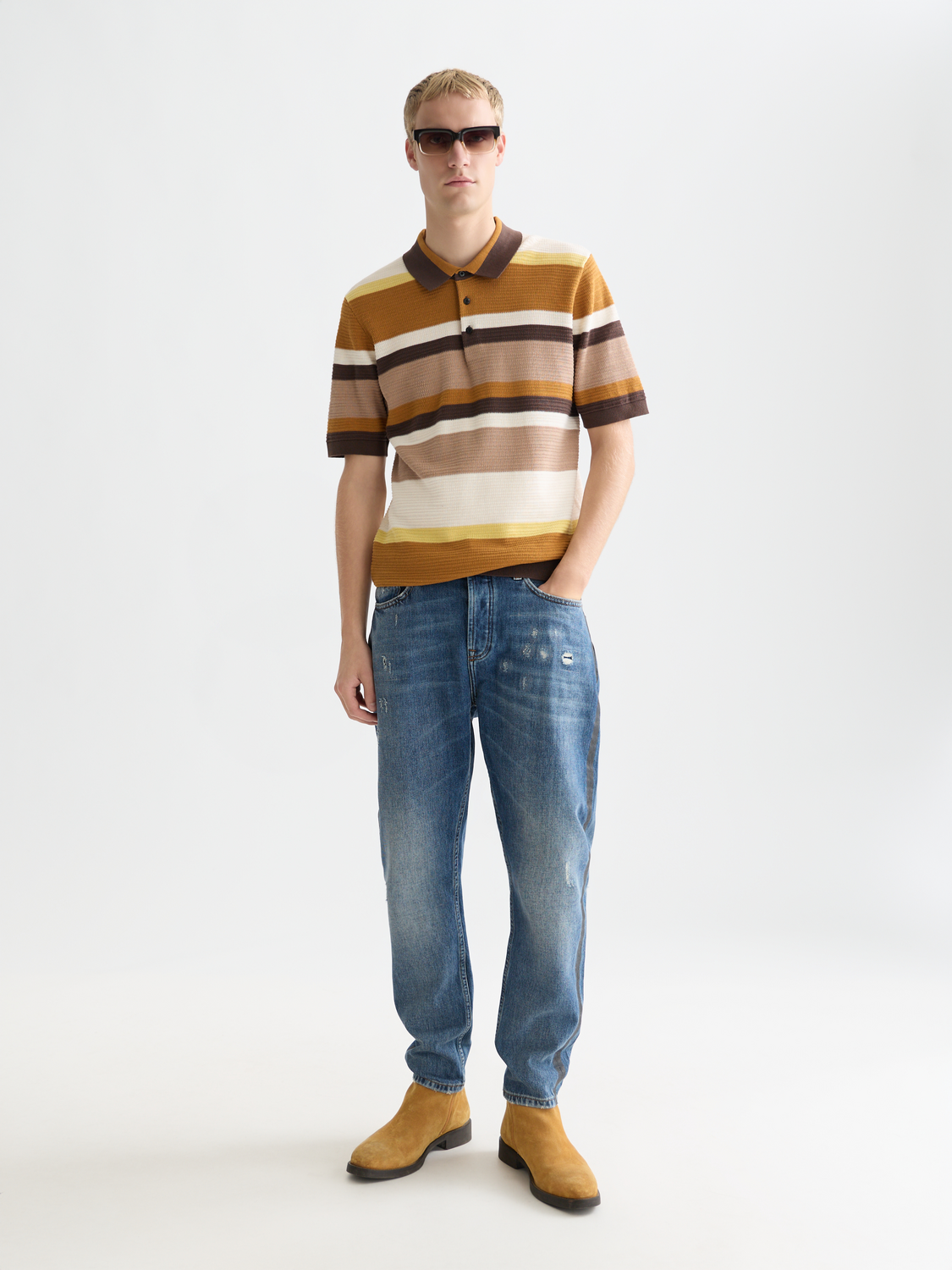 Scotch & Soda - Structured Striped Knitted Polo - Cathay Spice Stripe