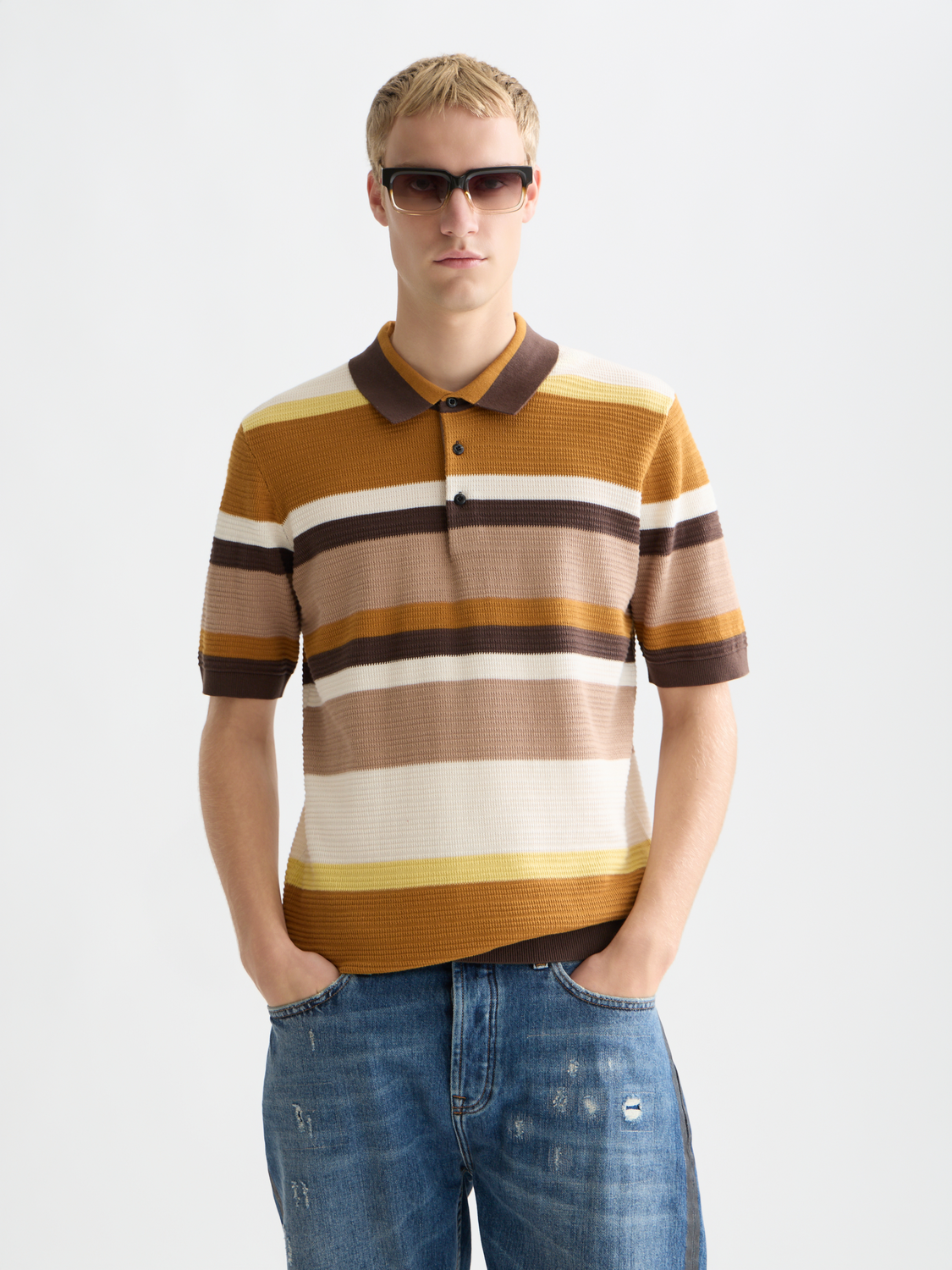 Scotch & Soda - Structured Striped Knitted Polo - Cathay Spice Stripe
