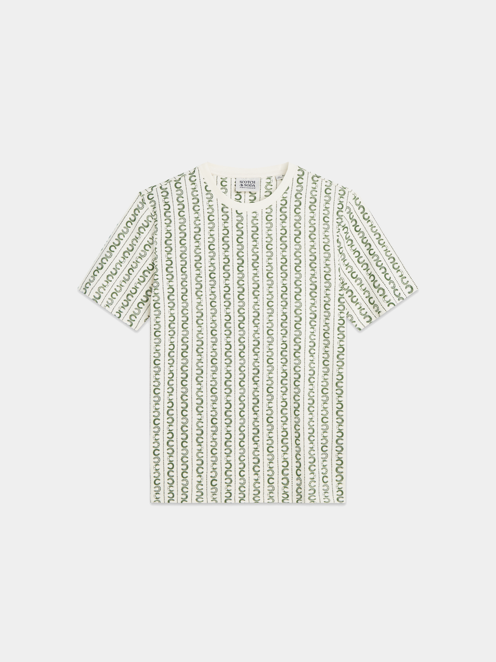 Scotch & Soda - Printed Regular Fit Tee - Horseshoe Stripe Eggnog