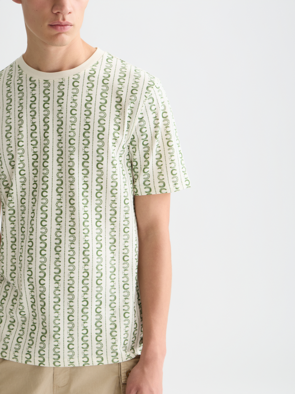 Scotch & Soda - Printed Regular Fit Tee - Horseshoe Stripe Eggnog