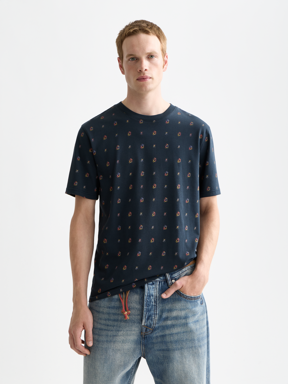 Scotch & Soda - Micro Printed Regular Fit Tee - Cosmic Sky Ditsy Carbon