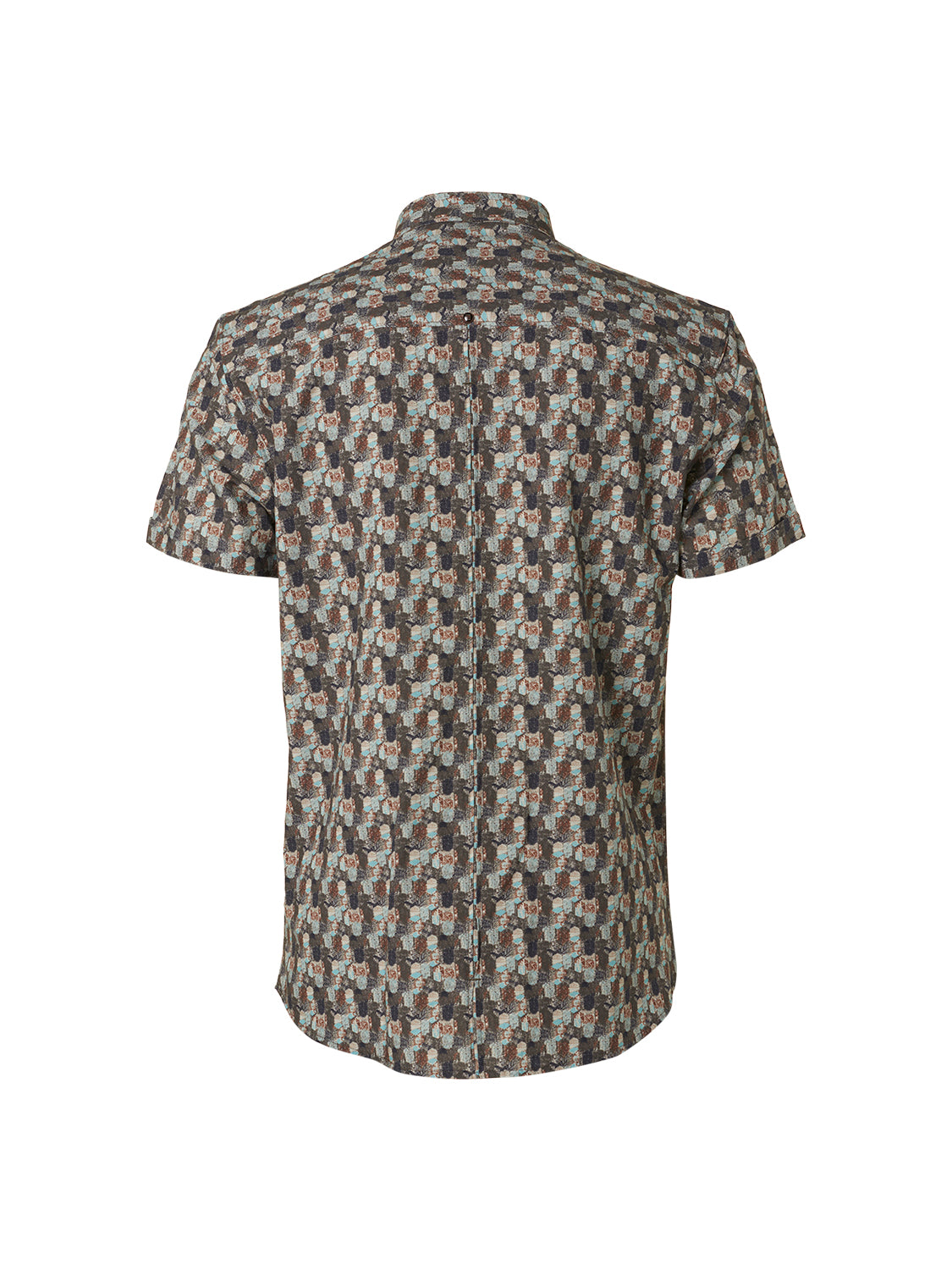No Excess - Charcoal Printed SS Shirt - Light Aqua