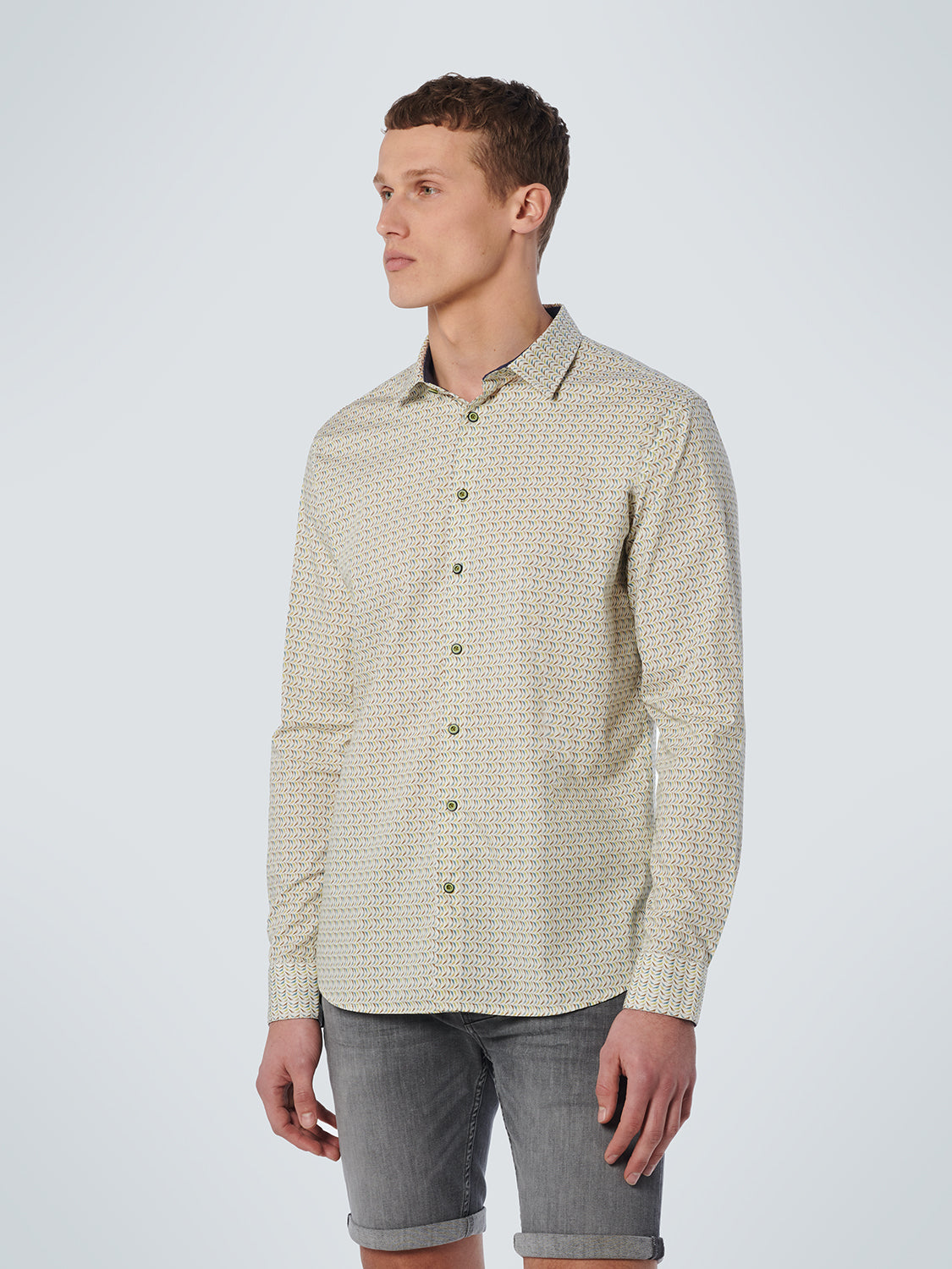 No Excess - Flags Printed LS Shirt - Light Green