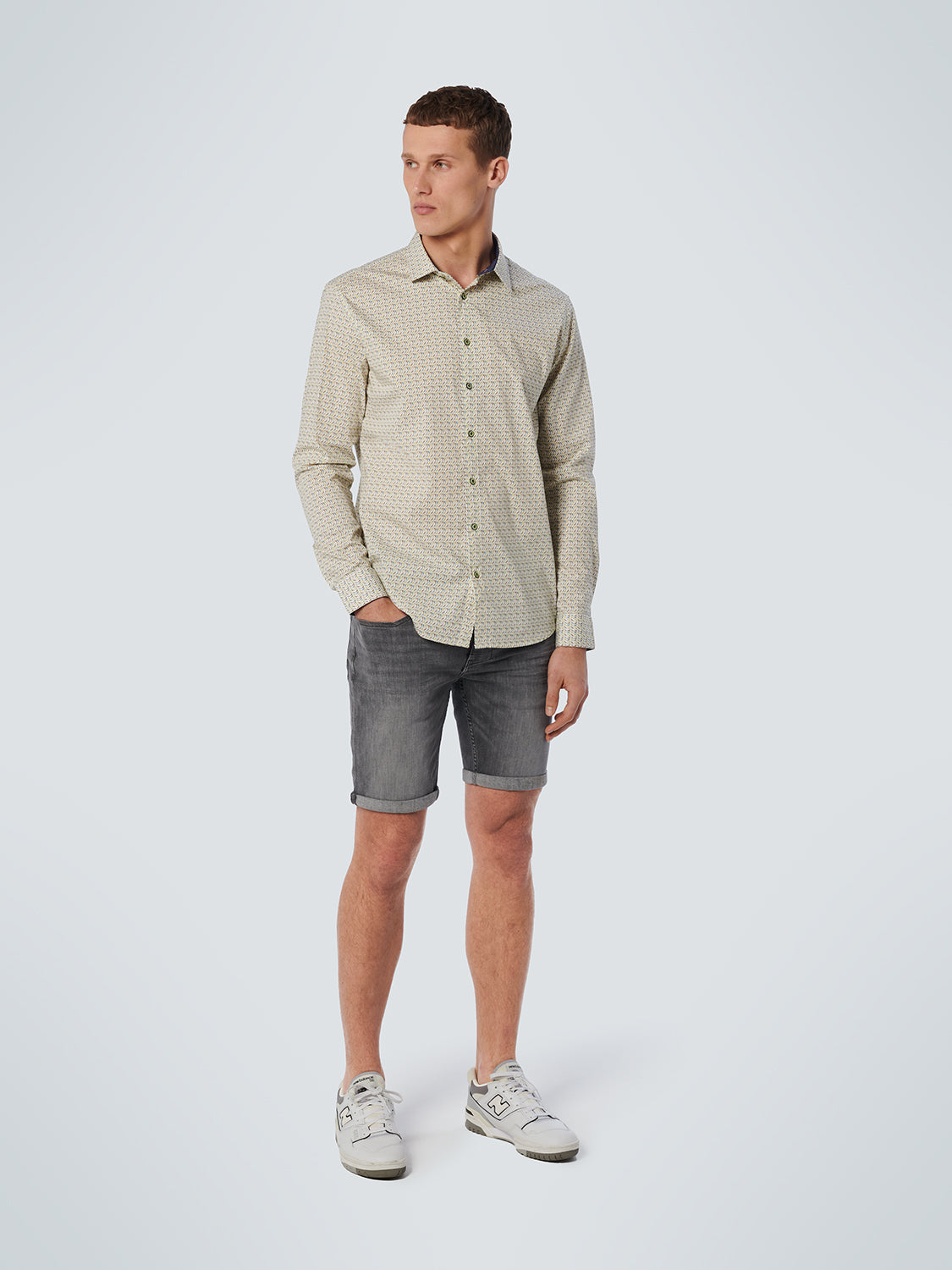 No Excess - Flags Printed LS Shirt - Light Green