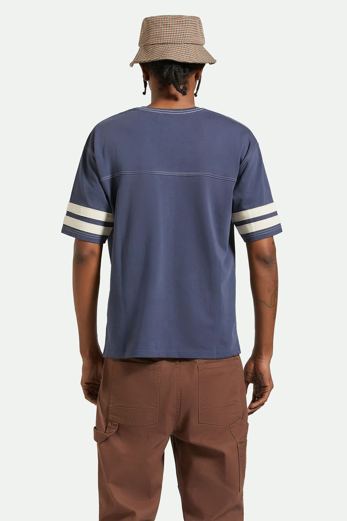 Brixton - Varsity Heavyweight Football Tee - Washed Navy
