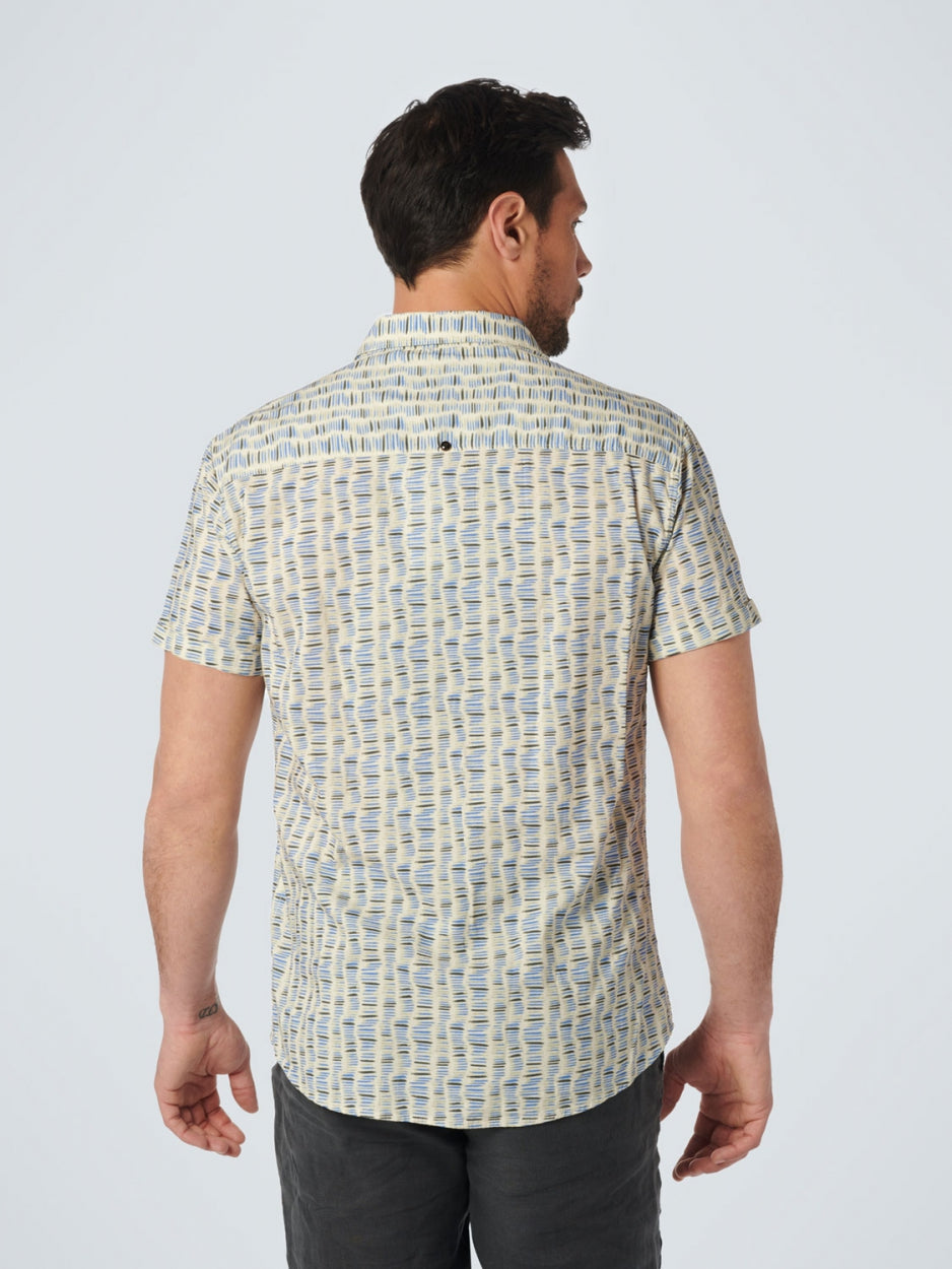 No Excess - Bamboo Print SS Shirt - Washed Blue