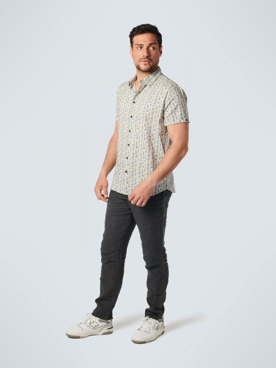 No Excess - Bamboo Print SS Shirt - Washed Blue