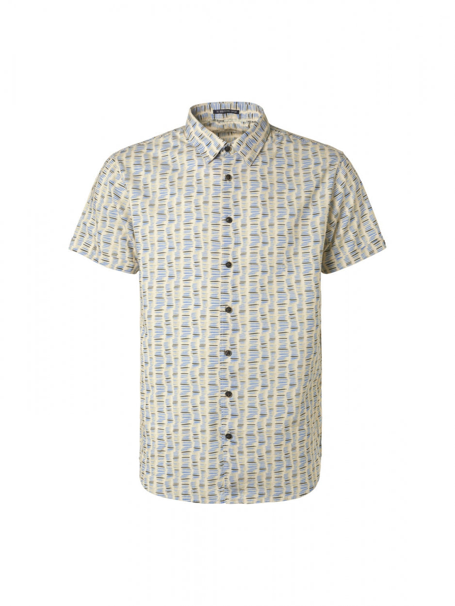 No Excess - Bamboo Print SS Shirt - Washed Blue